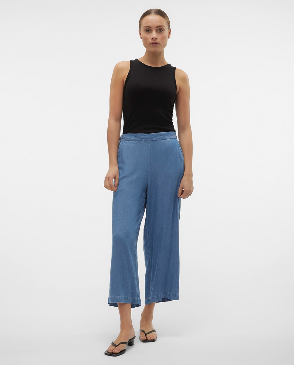 Vero Moda - Pantalón culotte de mujer con cintura elástica.