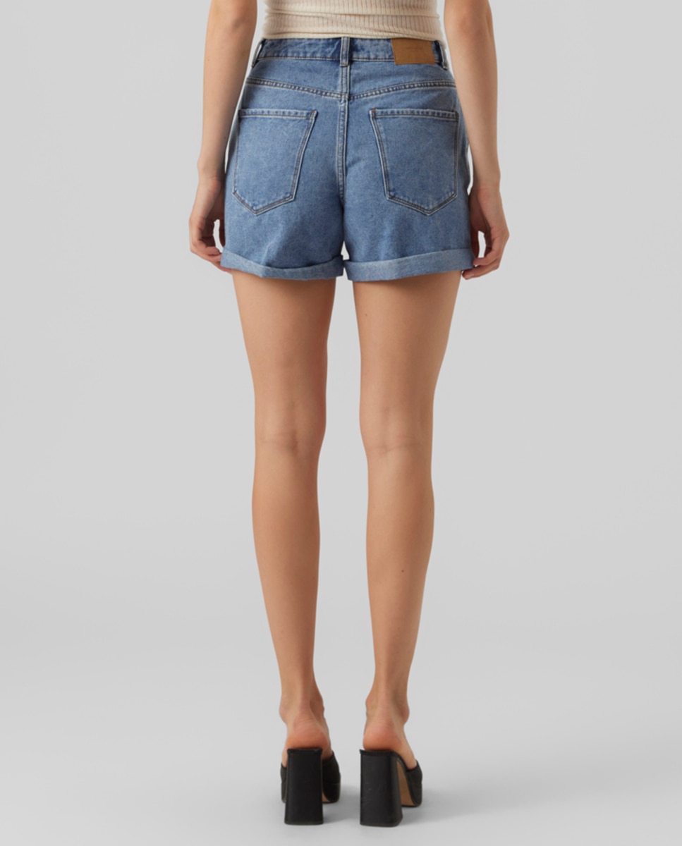 Calções Regular de Ganga Azul-índigo-3