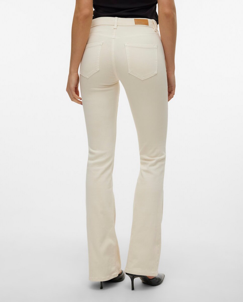 Jeans Flare com Cintura Média Branco-3