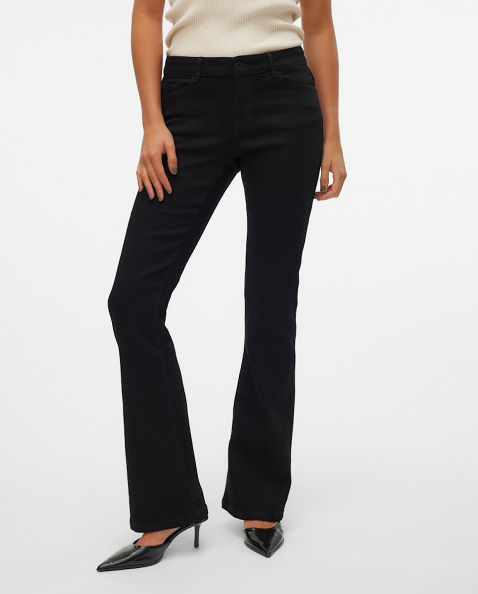 Jeans Flare Escuras Preto-2