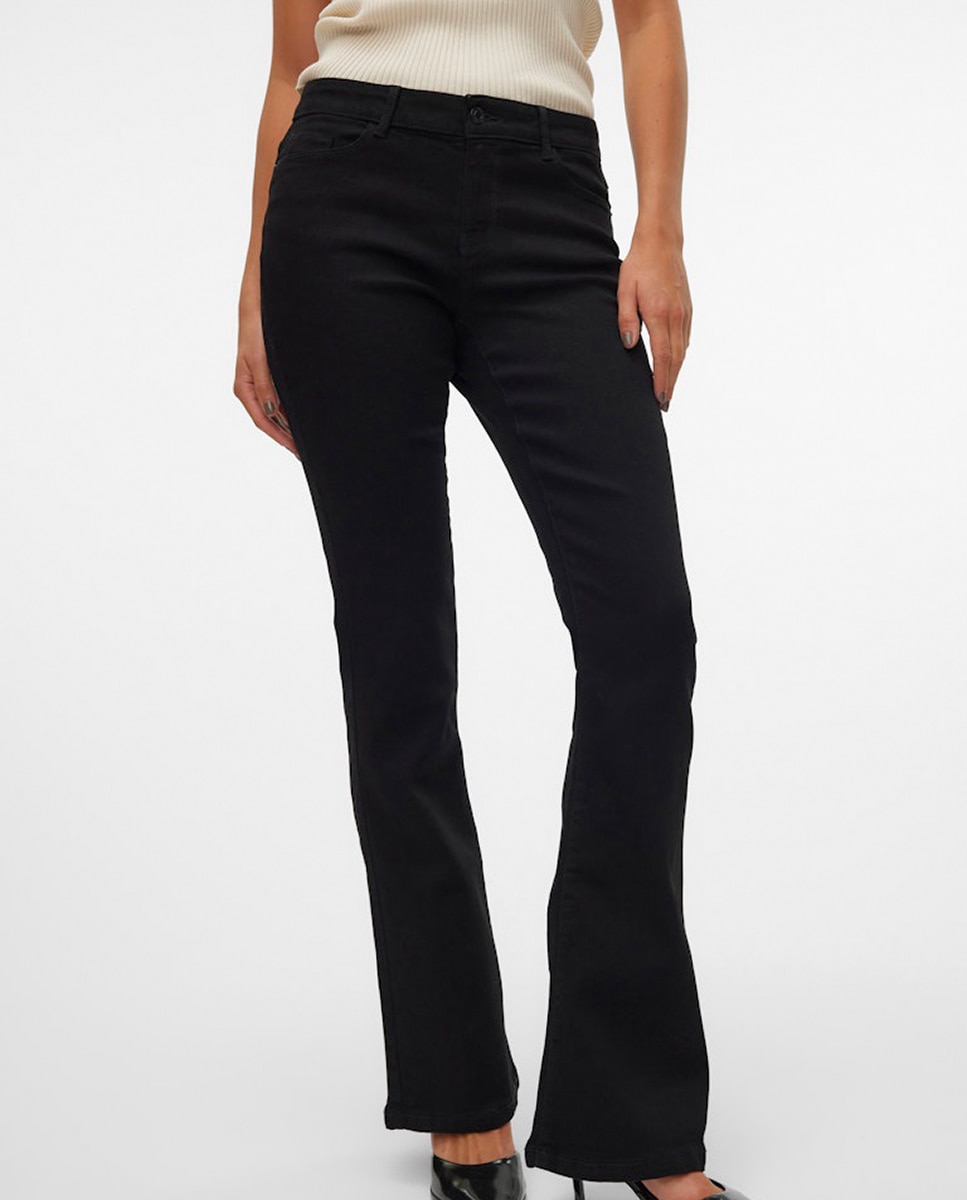 Jeans Flare Escuras Preto-4