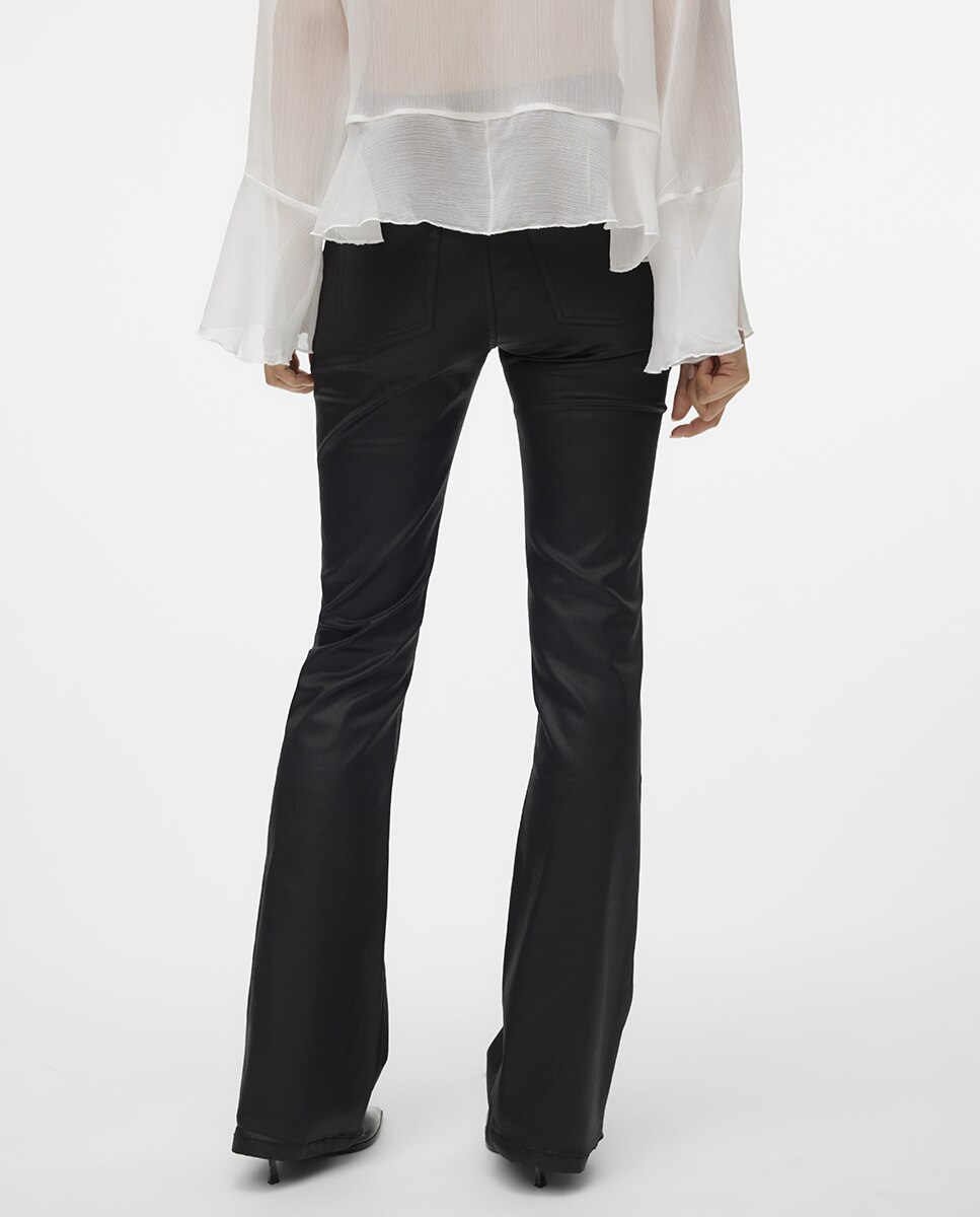 Jeans flared de mujer efecto polipiel - Vero Moda - Negro Negro-2