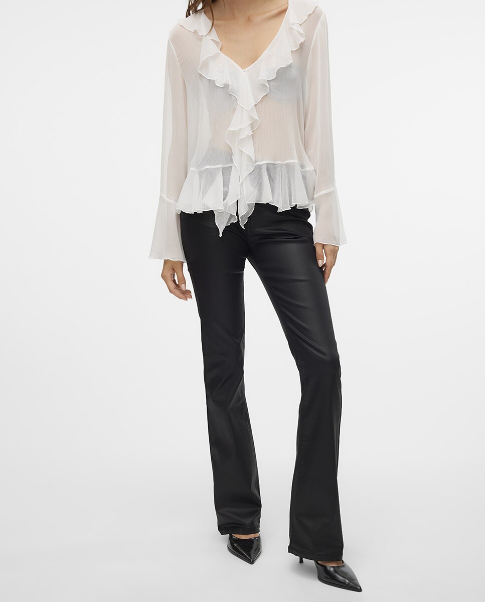 Jeans flared de mujer efecto polipiel - Vero Moda - Negro Negro-4