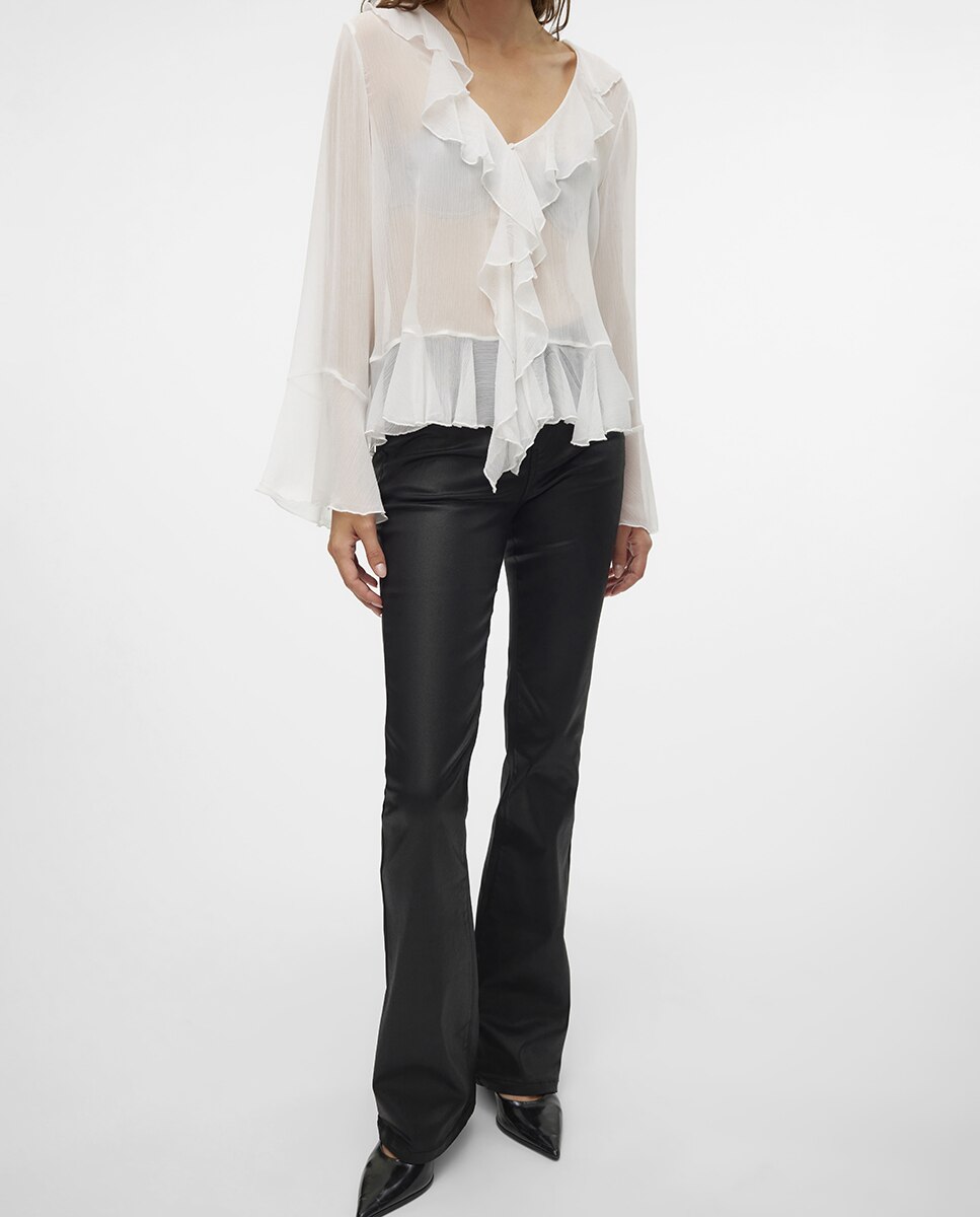 Jeans flared de mujer efecto polipiel - Vero Moda - Negro Negro-5