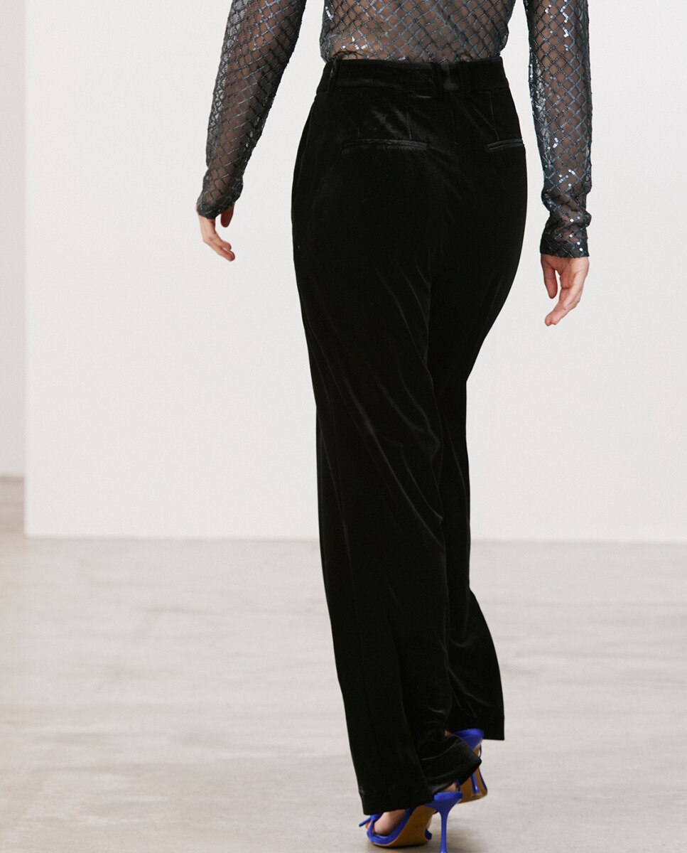 Pantalón de traje de mujer de terciopelo - Vero Moda - Negro Negro-3