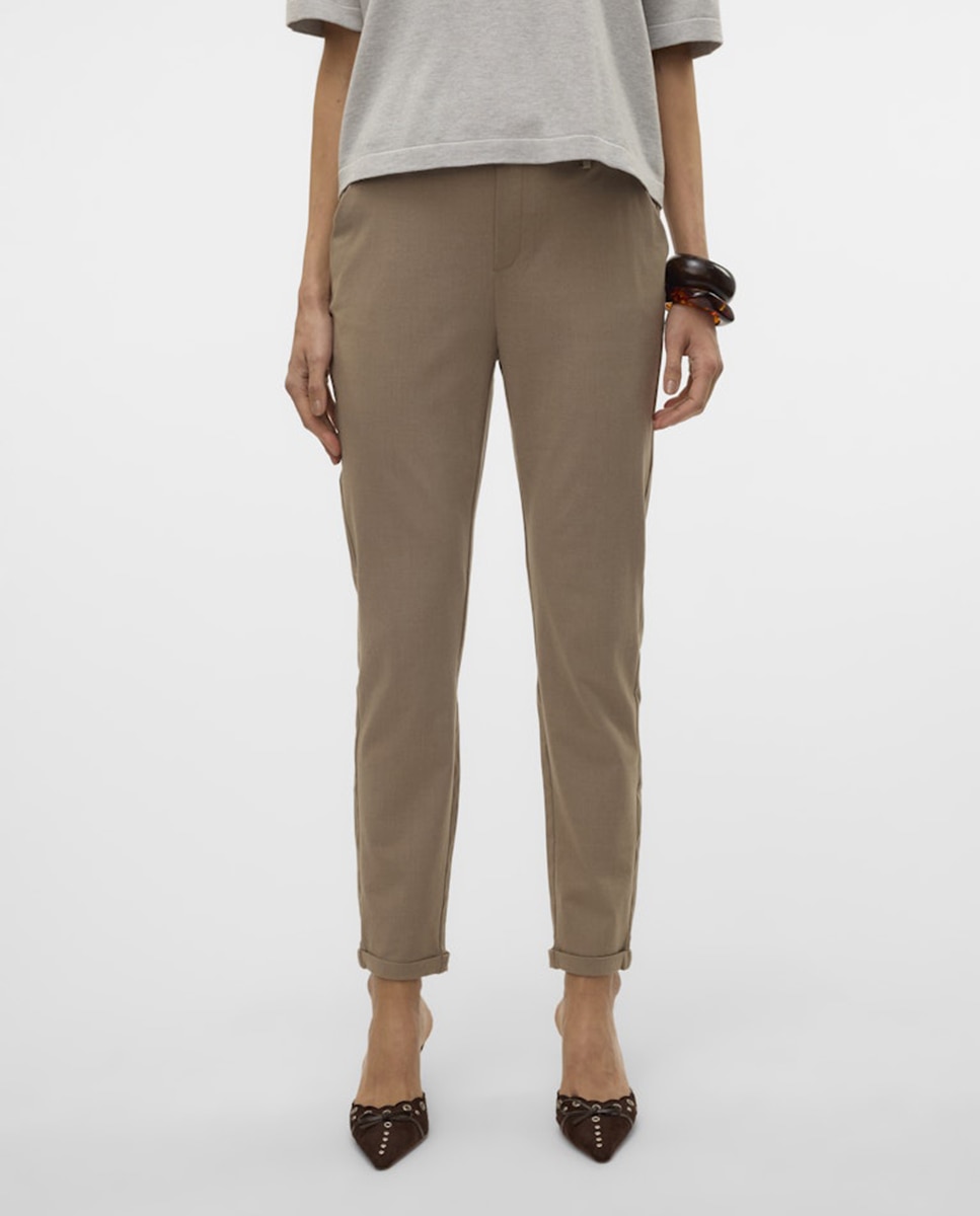 Pantalón de vestir de mujer con cintura elástica - Vero Moda - Caramelo Caramelo-5