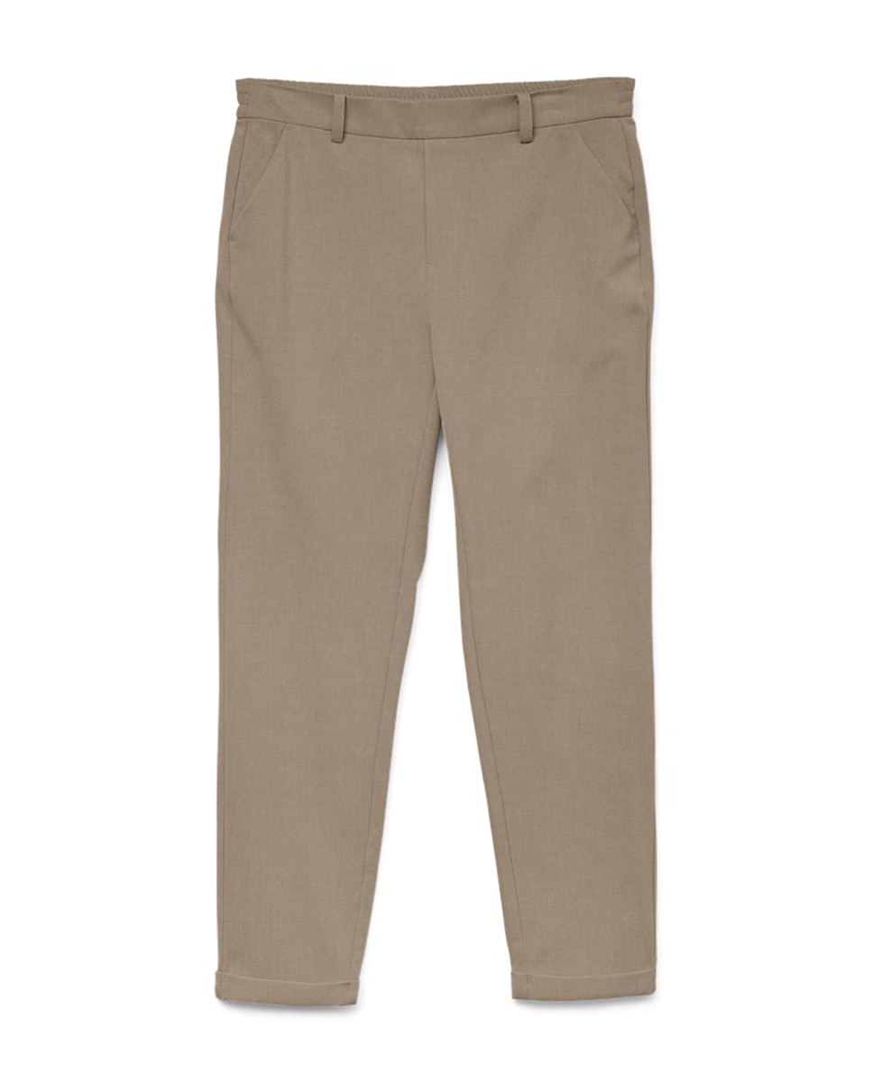 Pantalón de vestir de mujer con cintura elástica - Vero Moda - Caramelo Caramelo-6