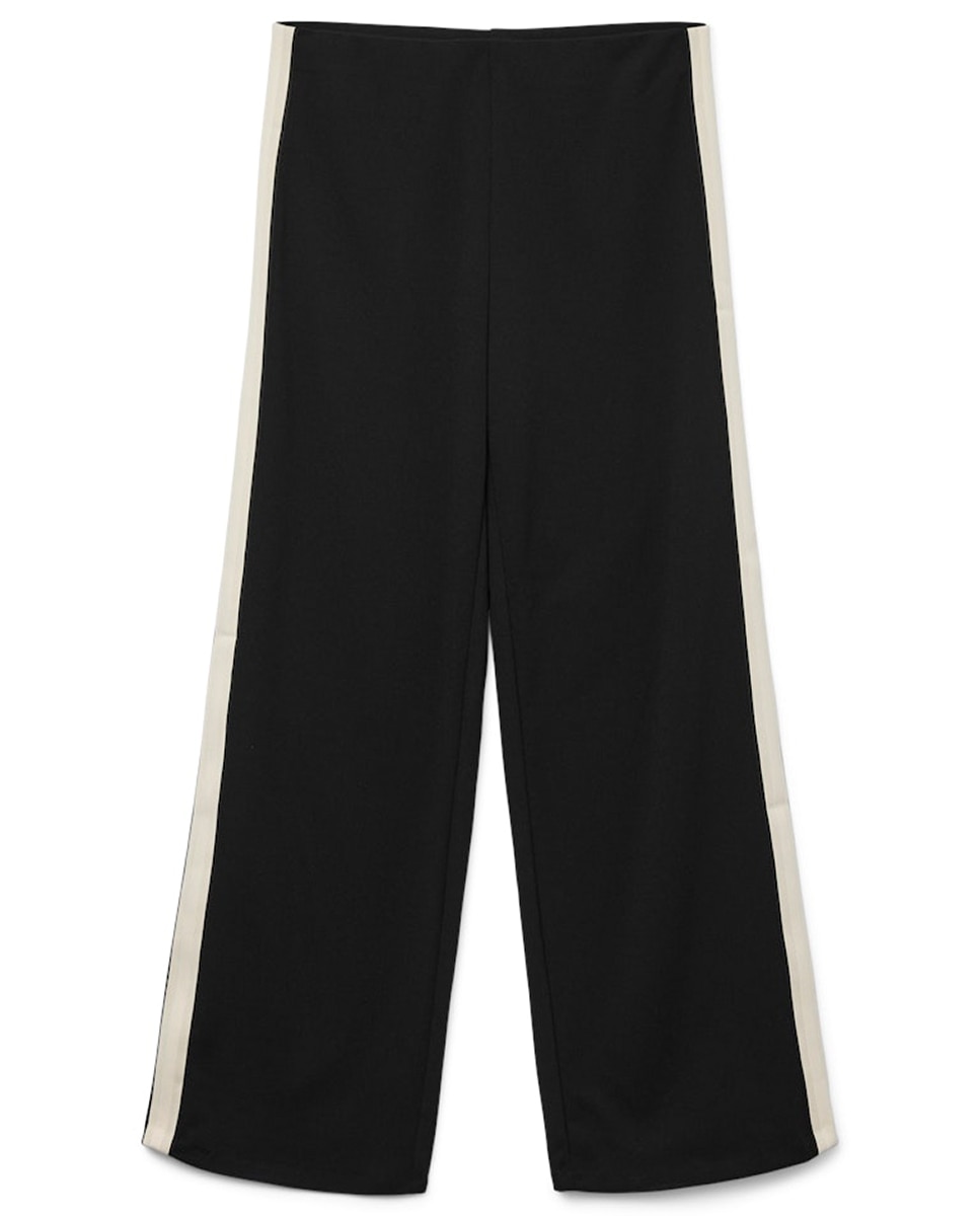 Calças Wide com Fita Lateral Preto-6