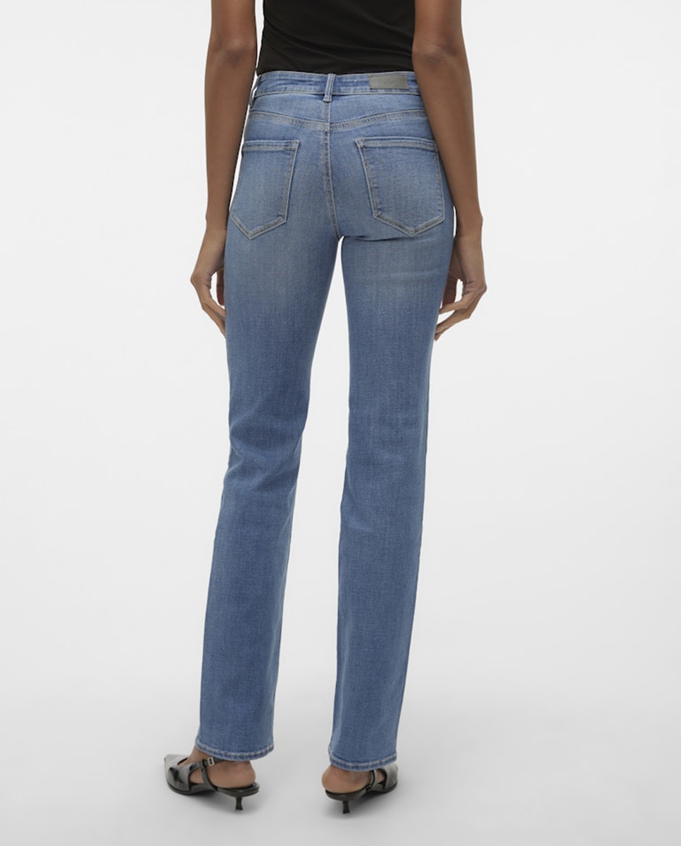 Jeans Straight com Efeito de Lavagem Azul-índigo-2