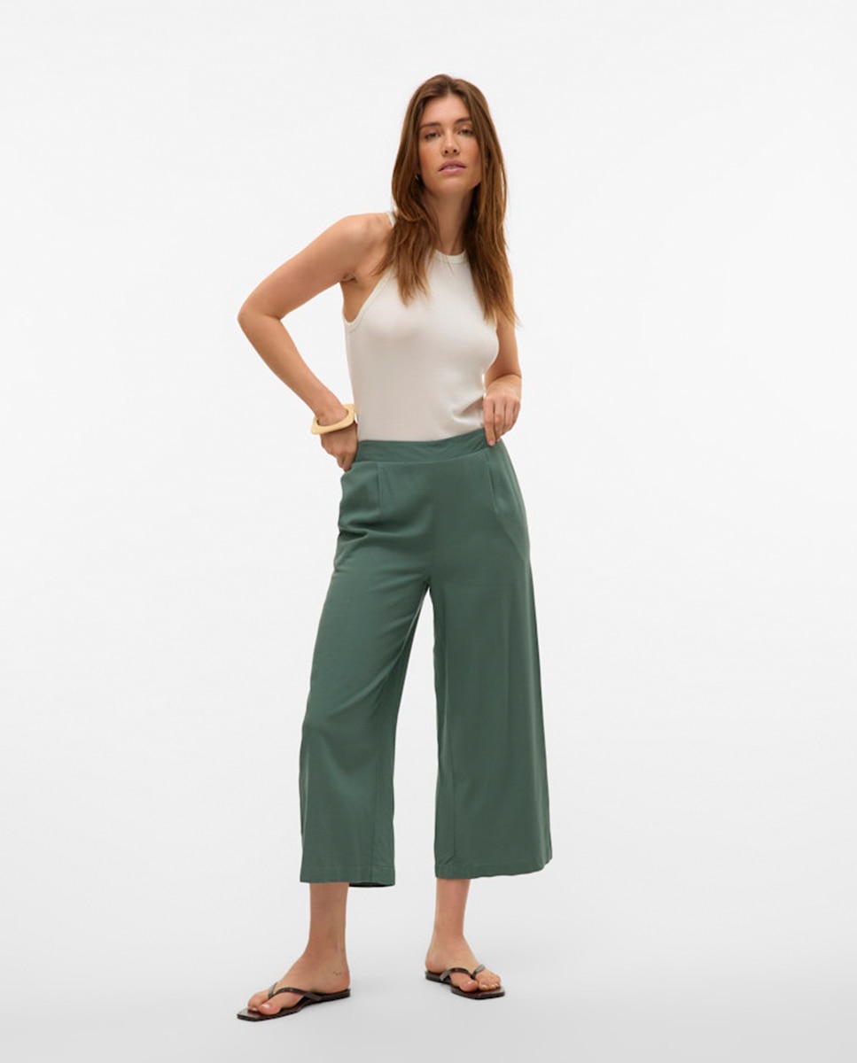 Vero Moda - Pantalon culotte de lino de mujer.
