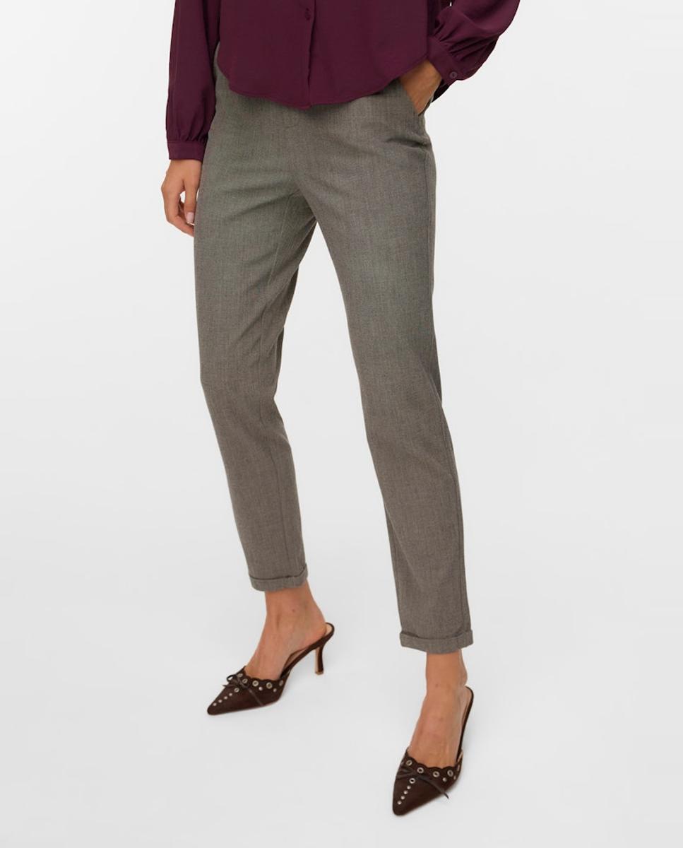 Pantalón de tela de mujer con cintura elástica - Vero Moda - Gris oscuro Gris oscuro-4