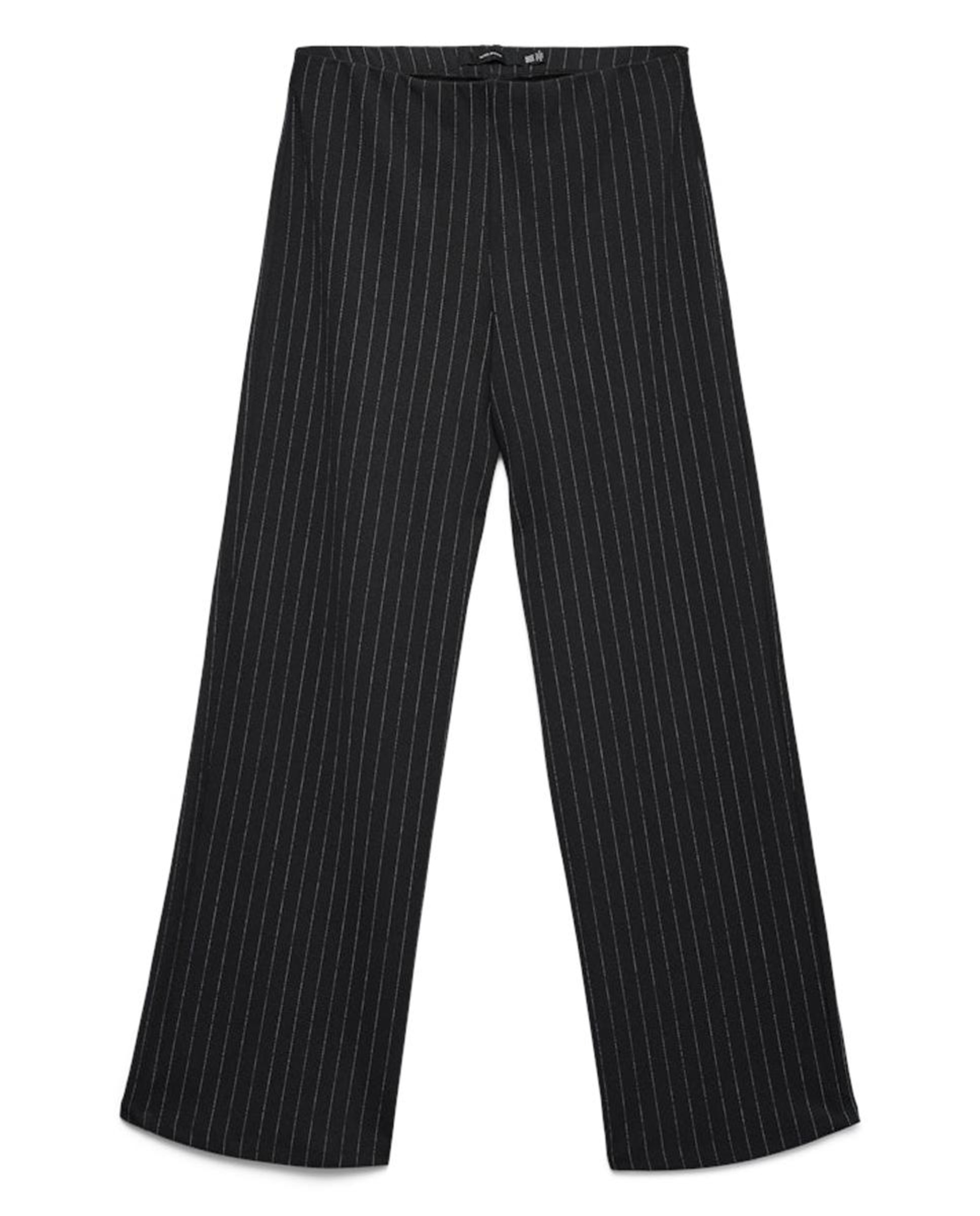 Calças de Tecido de Malha de Perna Larga Preto-6