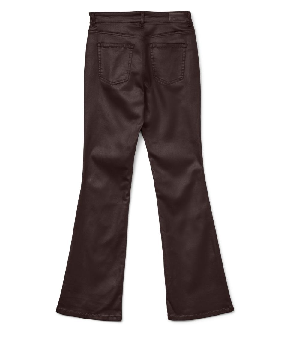 Jeans Flared com Efeito de Polipele Castanho-escuro-5