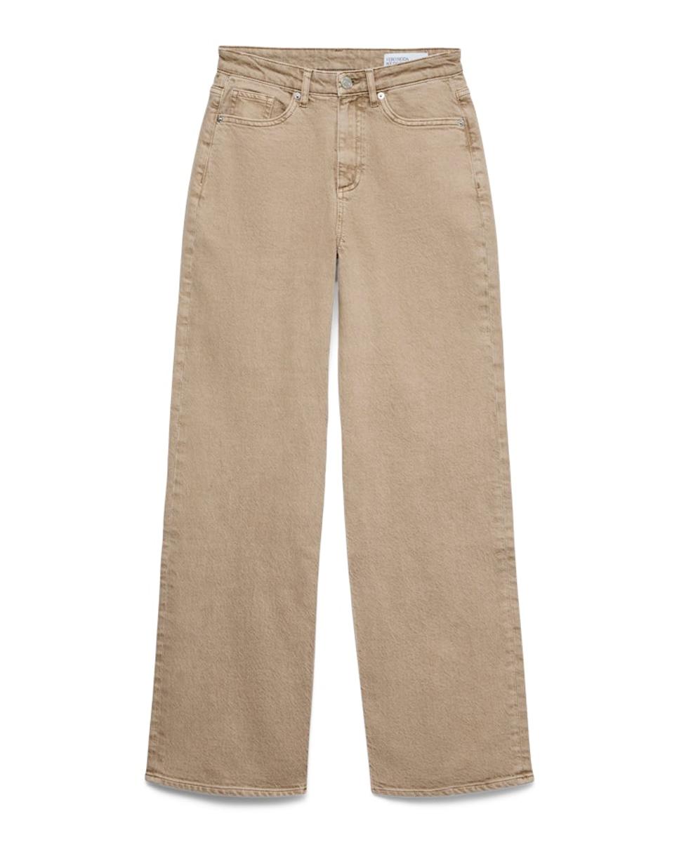 Jeans Regular com Cintura Subida Bege-5
