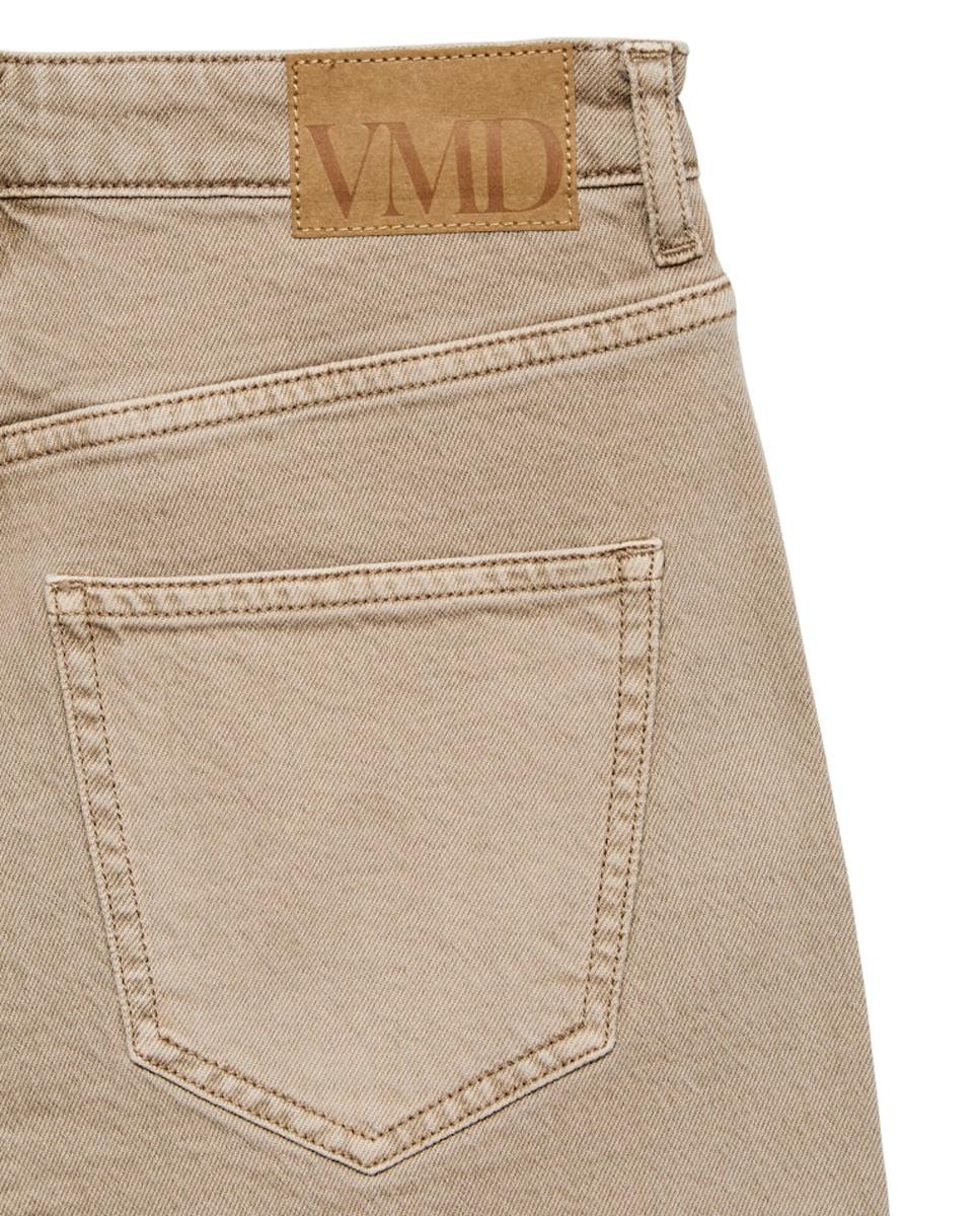 Jeans Regular com Cintura Subida Bege-6