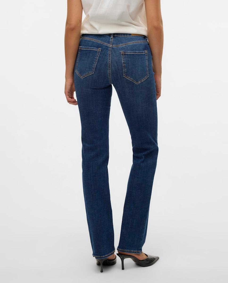 Jeans Straight com Cintura Média Azul-marinho-2
