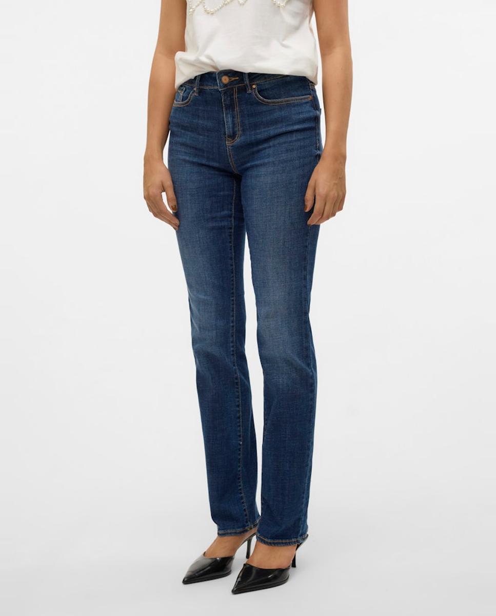 Jeans Straight com Cintura Média Azul-marinho-5