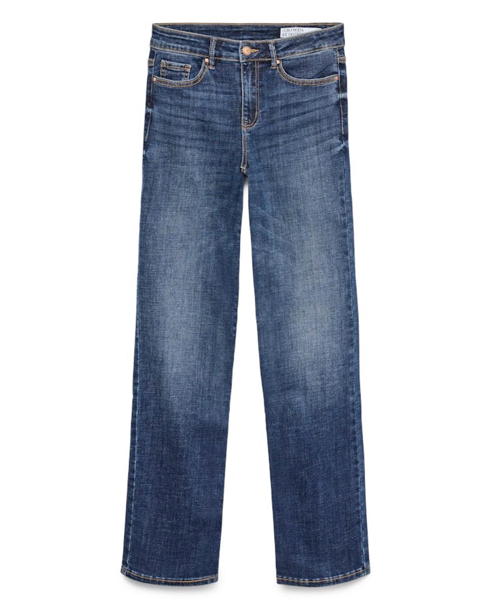 Jeans Straight com Cintura Média Azul-marinho-6