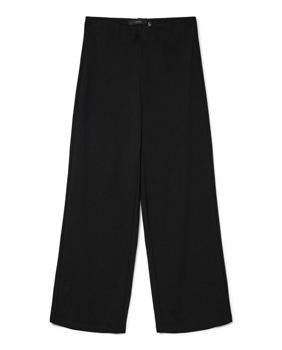 Calças à Boca de Sino com Cintura Elástica Preto-6