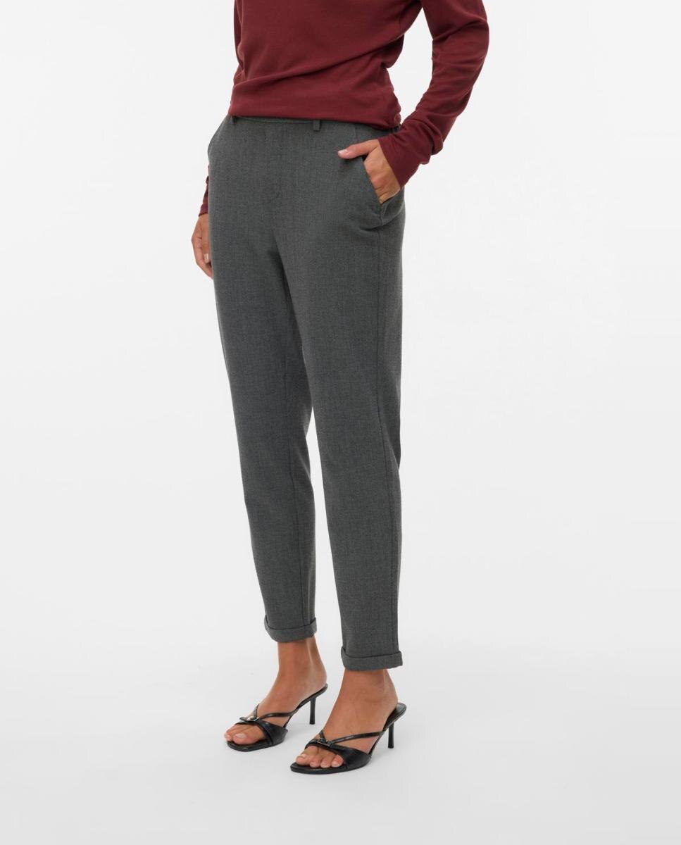 Pantalón de tela de mujer con cintura elástica - Vero Moda - Gris claro Gris claro-3