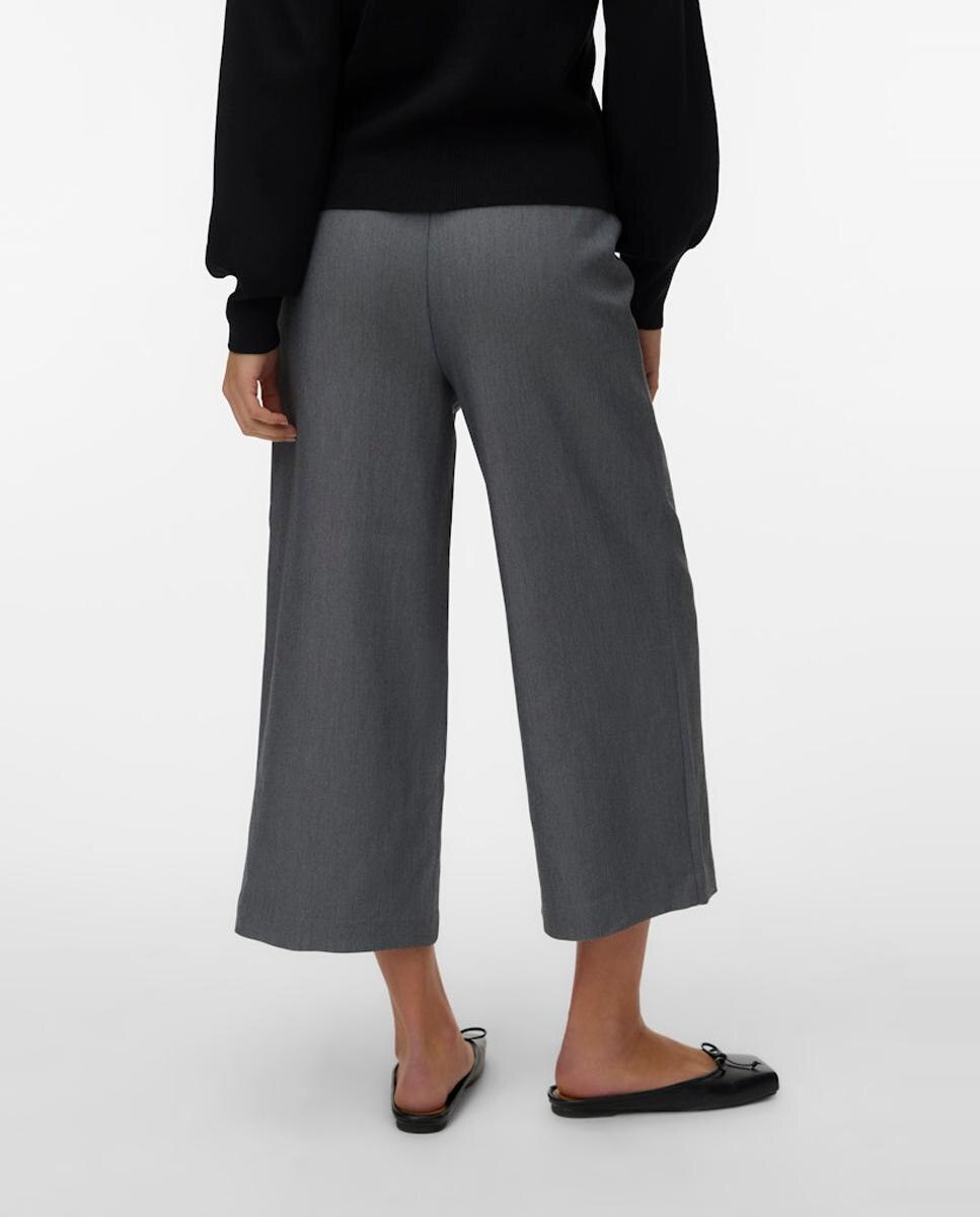 Pantalón culotte de mujer con cinturón - Vero Moda - Gris Gris-3
