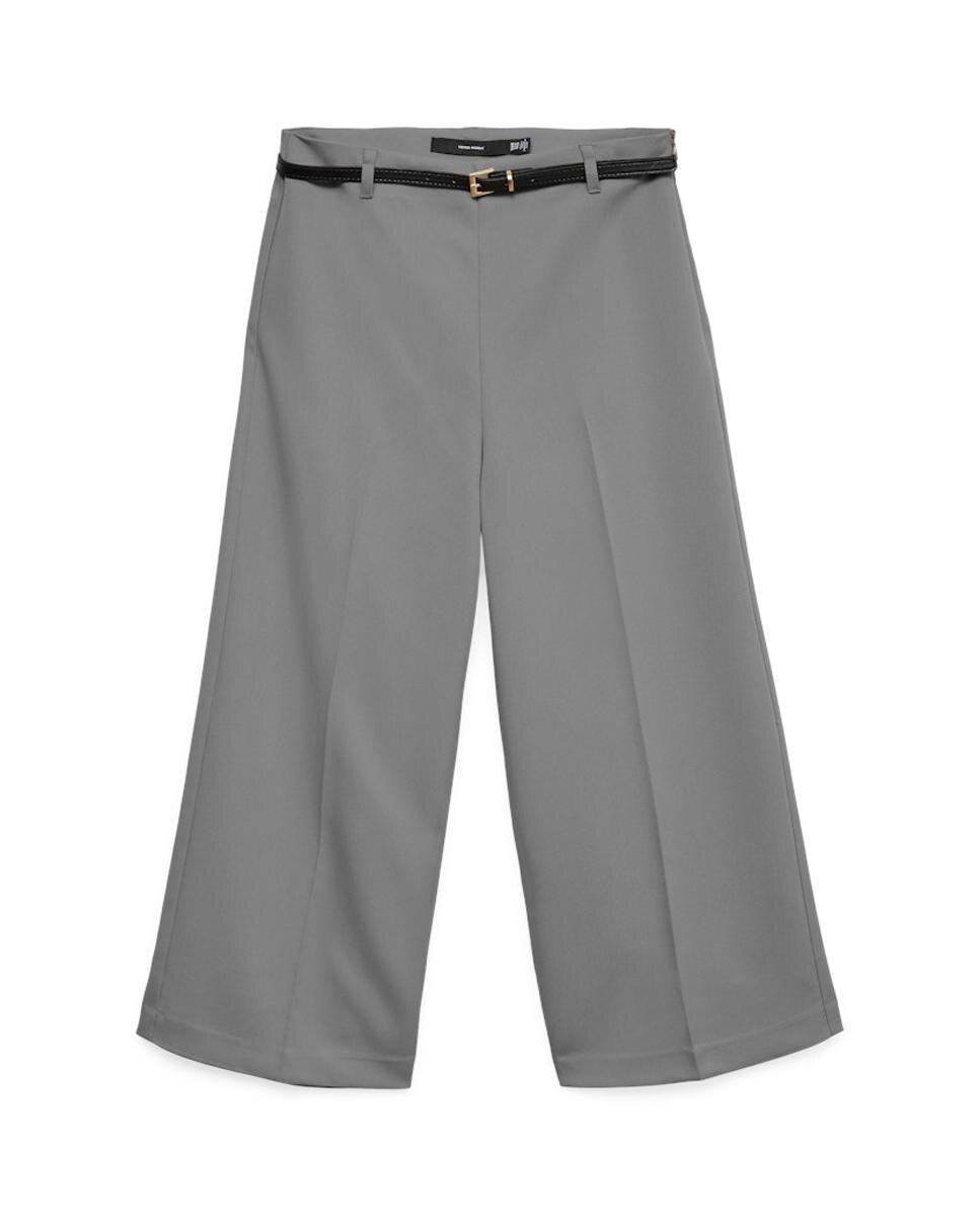Pantalón culotte de mujer con cinturón - Vero Moda - Gris Gris-5
