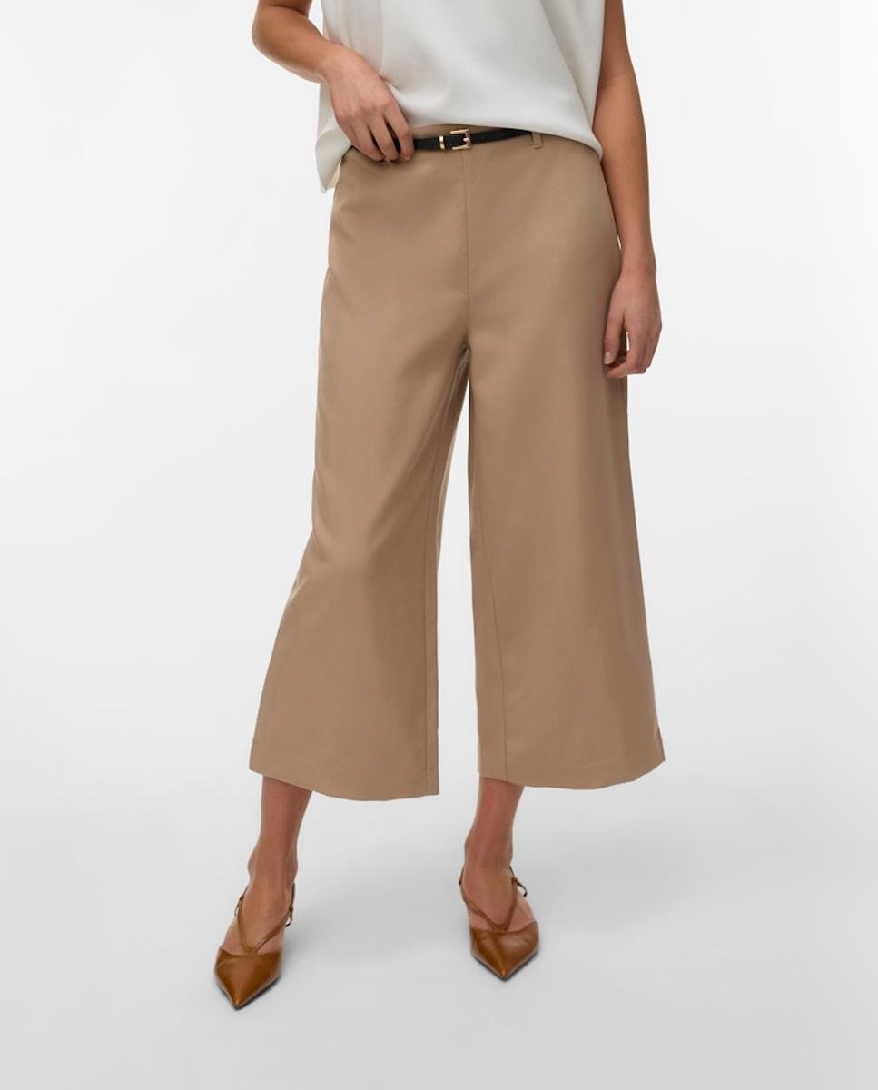 Pantalón culotte de mujer con cinturón - Vero Moda - Beige Beige-2