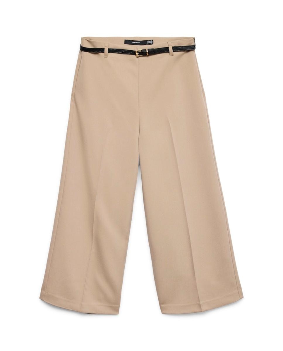 Pantalón culotte de mujer con cinturón - Vero Moda - Beige Beige-5