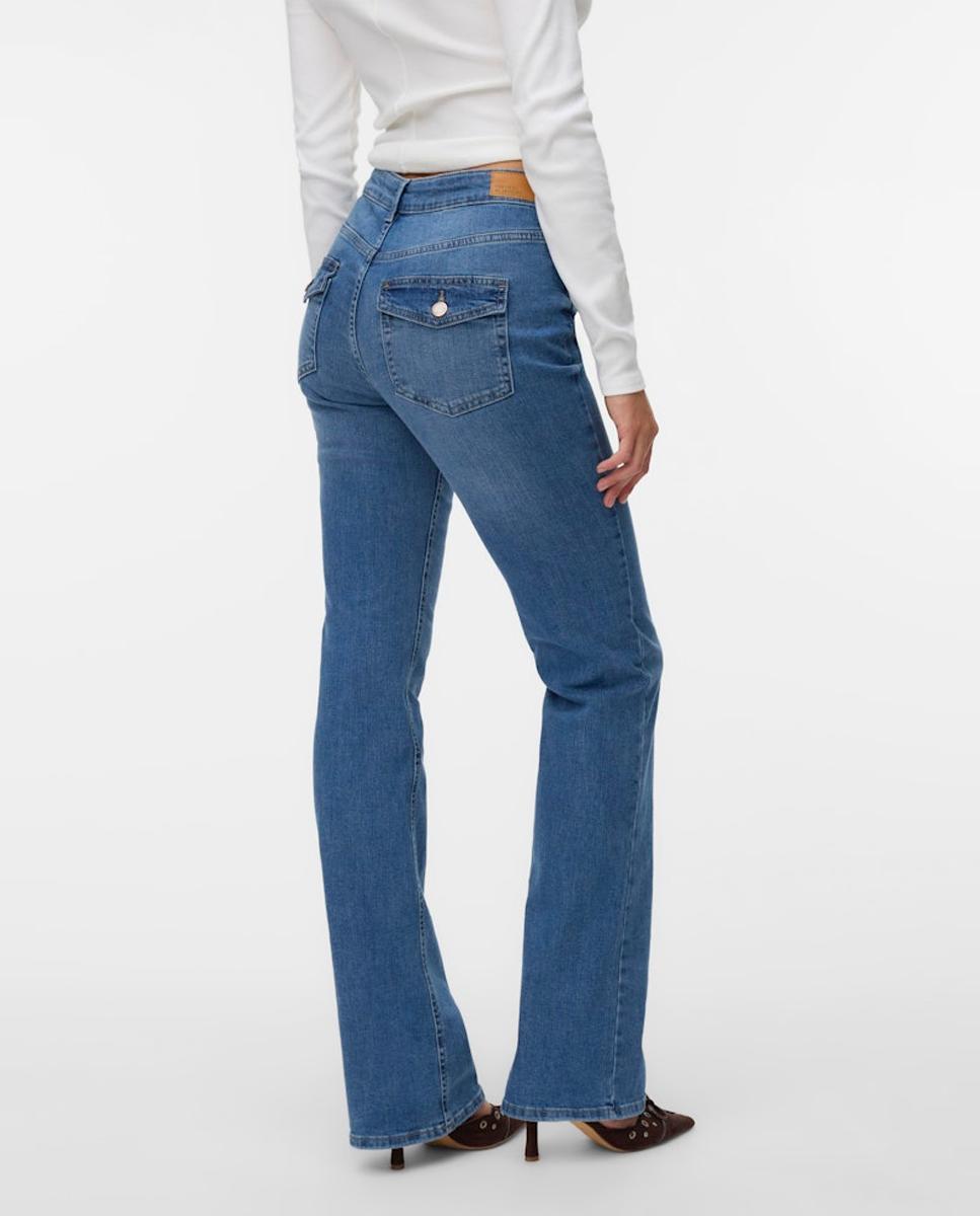 Jeans Flared com Bolsos Traseiros Azul-marinho-3