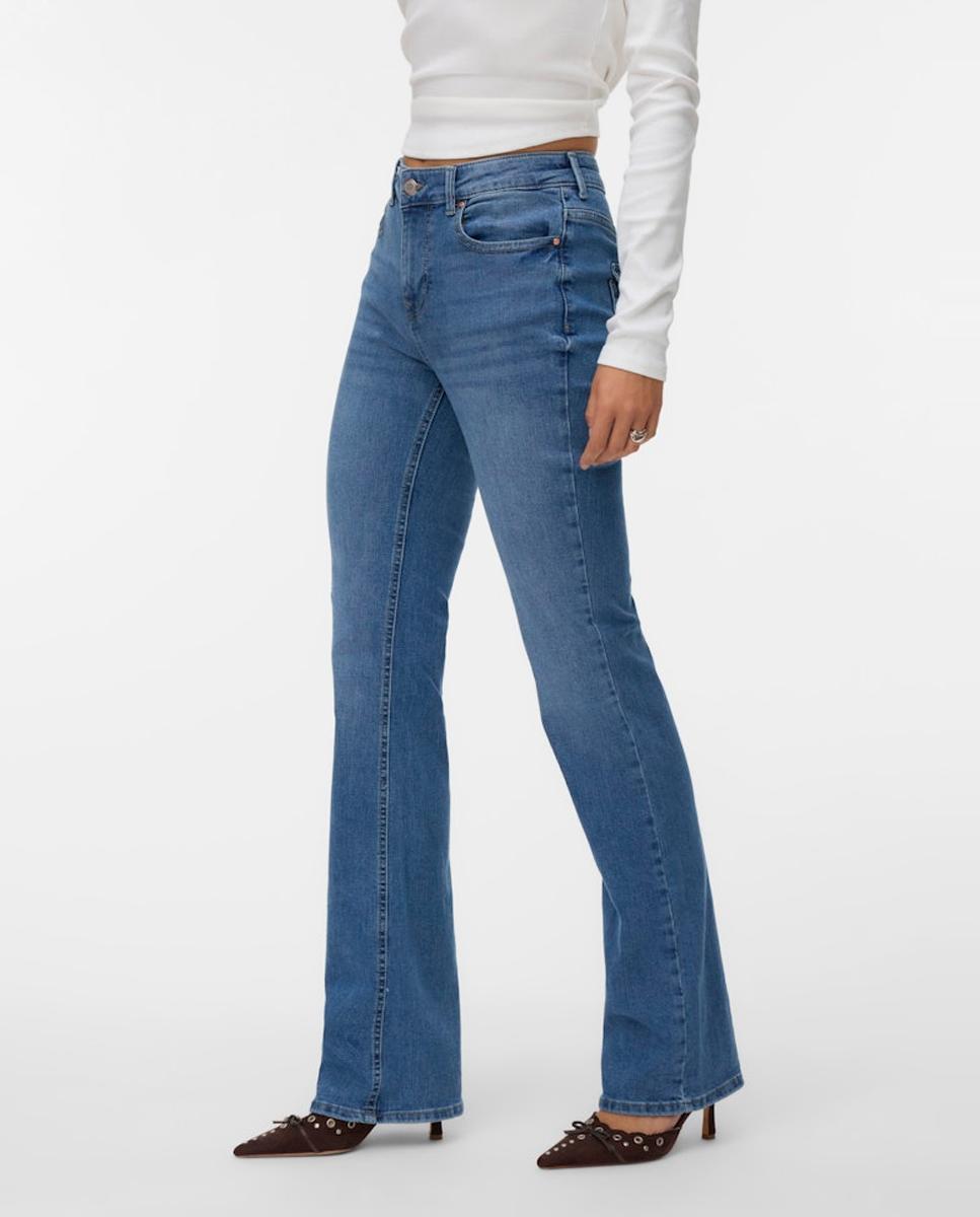 Jeans Flared com Bolsos Traseiros Azul-marinho-4