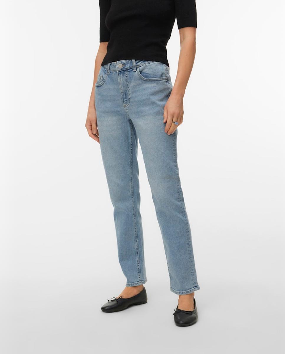 Jeans Slim com Cintura Média Azul-claro-2