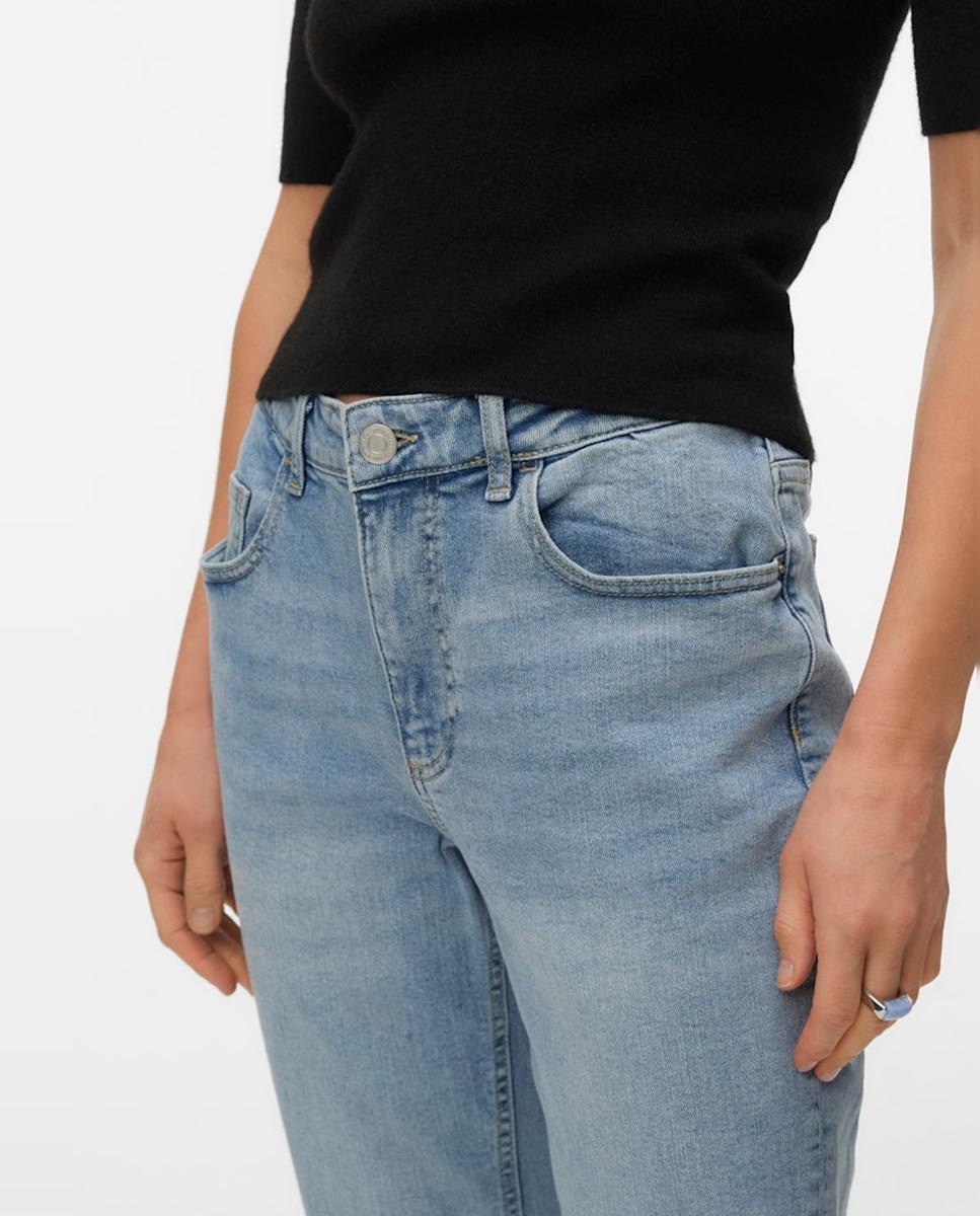 Jeans Slim com Cintura Média Azul-claro-4