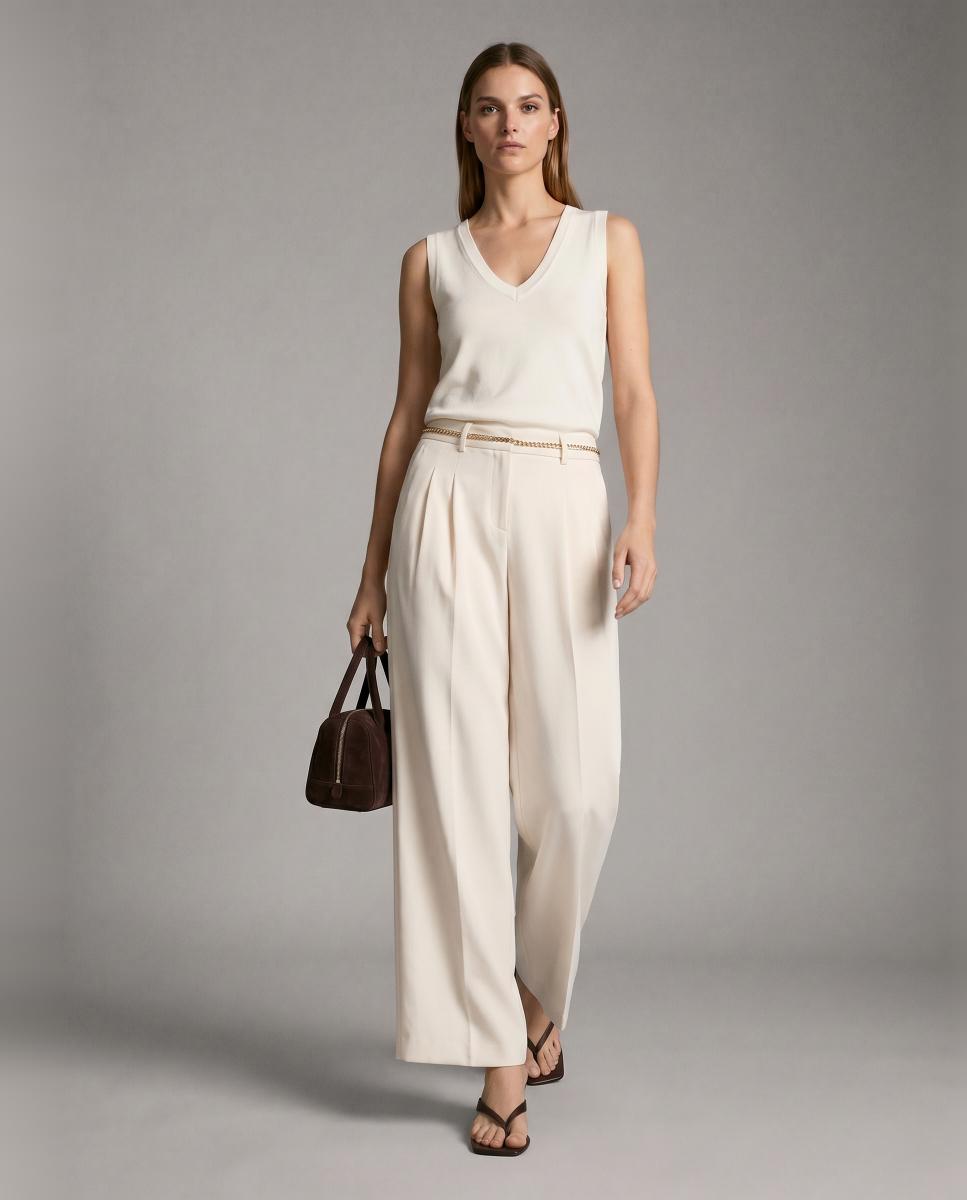 Vero Moda - Pantalón wide leg con cadenita incluida.