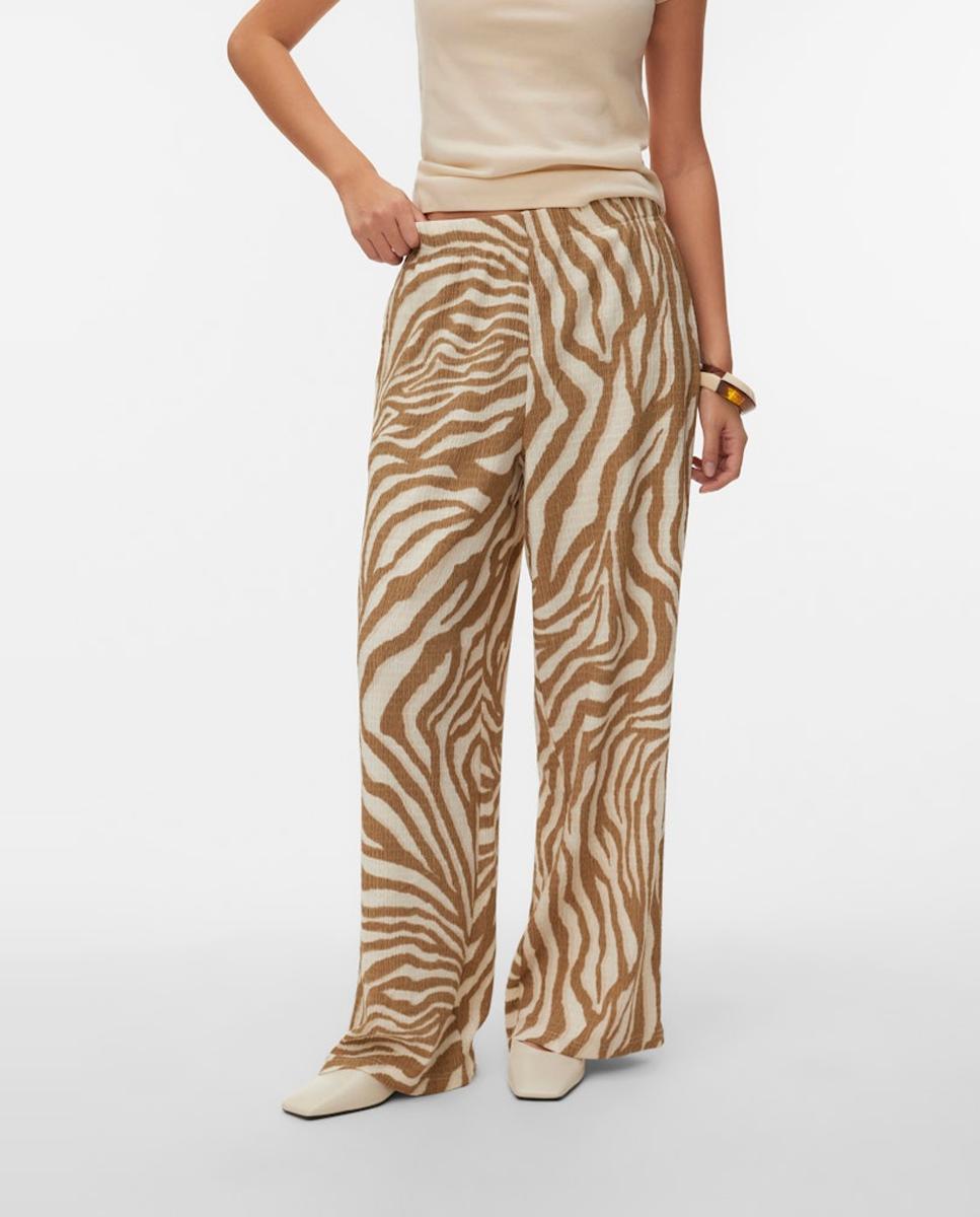 Calças Wide Leg Estampadas Camel-3