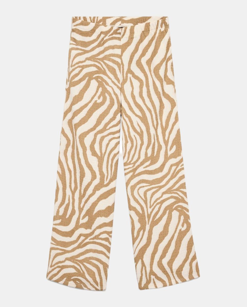 Calças Wide Leg Estampadas Camel-5