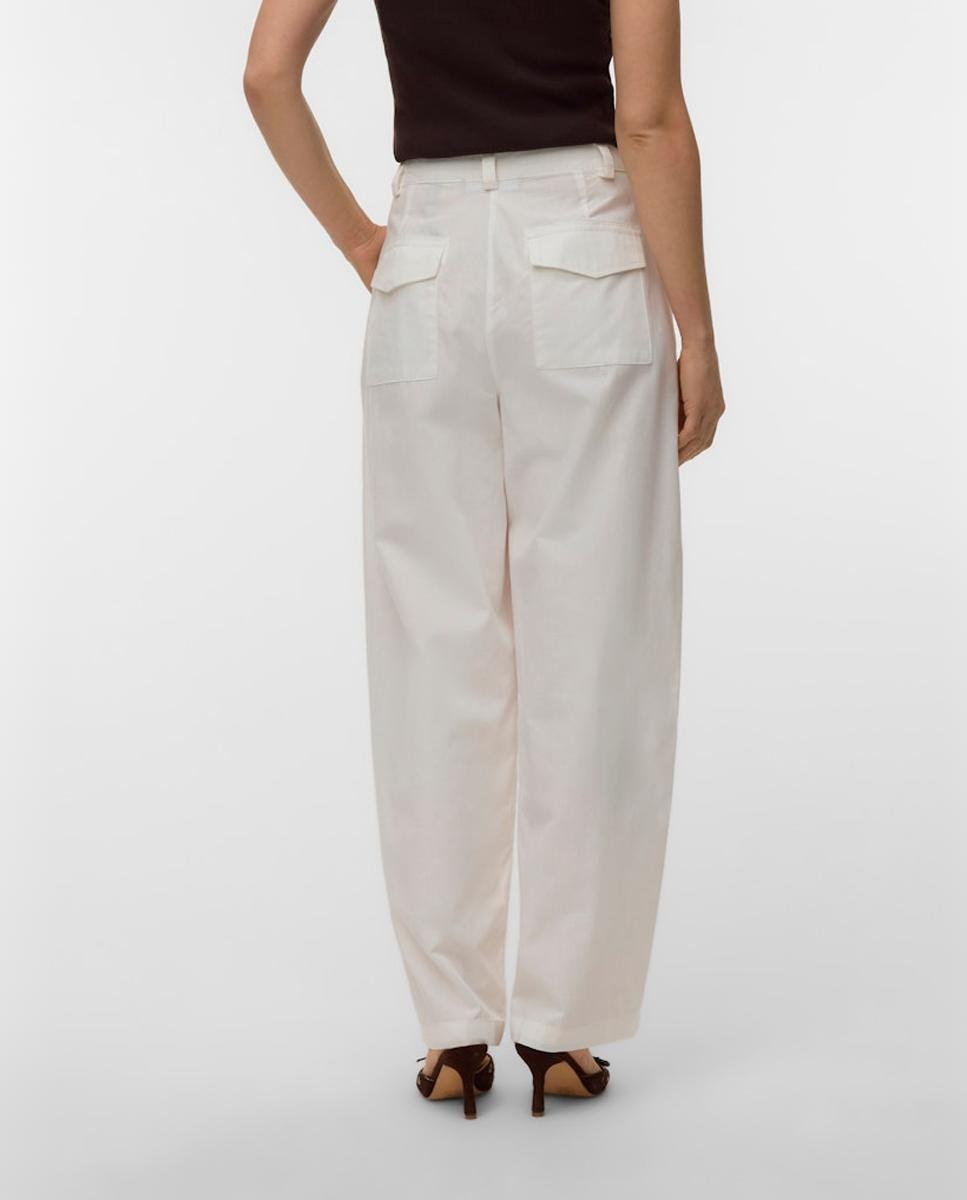 Calças Barrel com Bolsos Branco-2