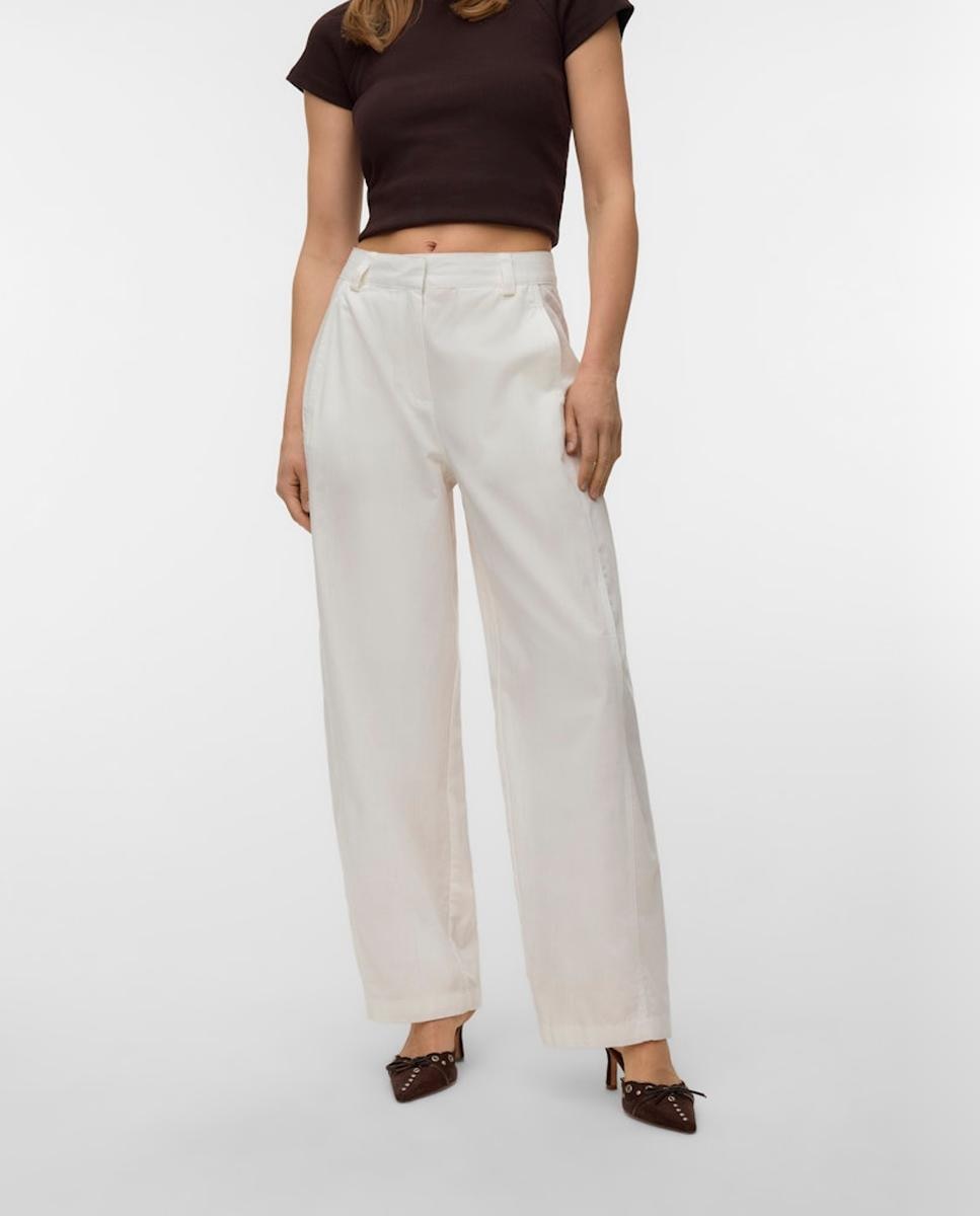 Calças Barrel com Bolsos Branco-3