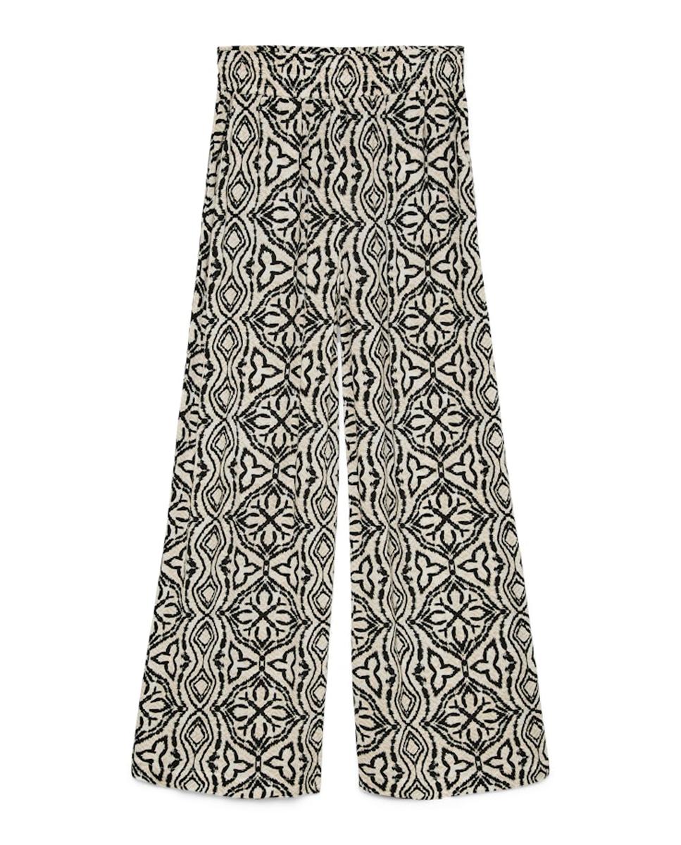 Calças fluidas de mulher com cintura elástica Natural-5