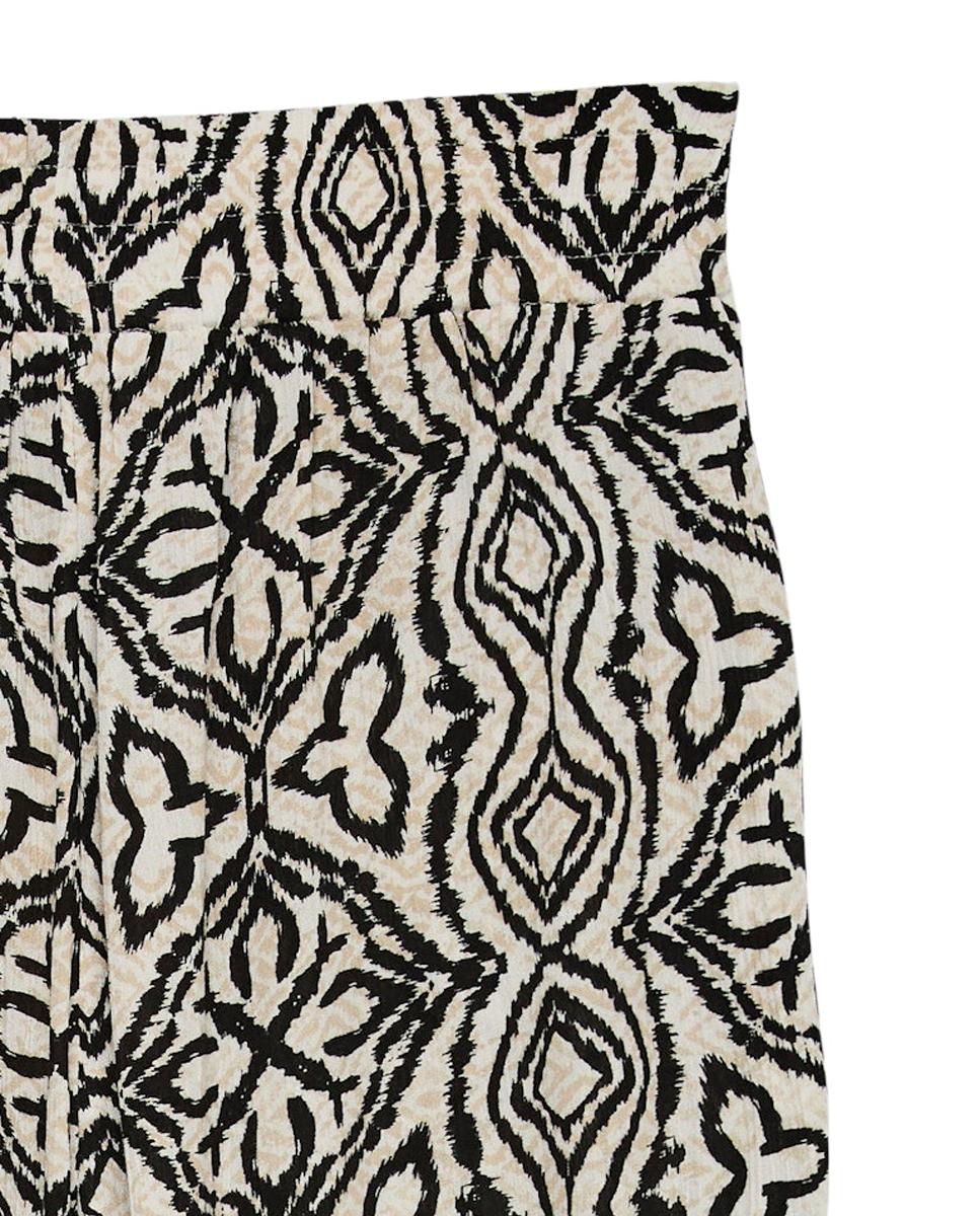 Calças fluidas de mulher com cintura elástica Natural-6
