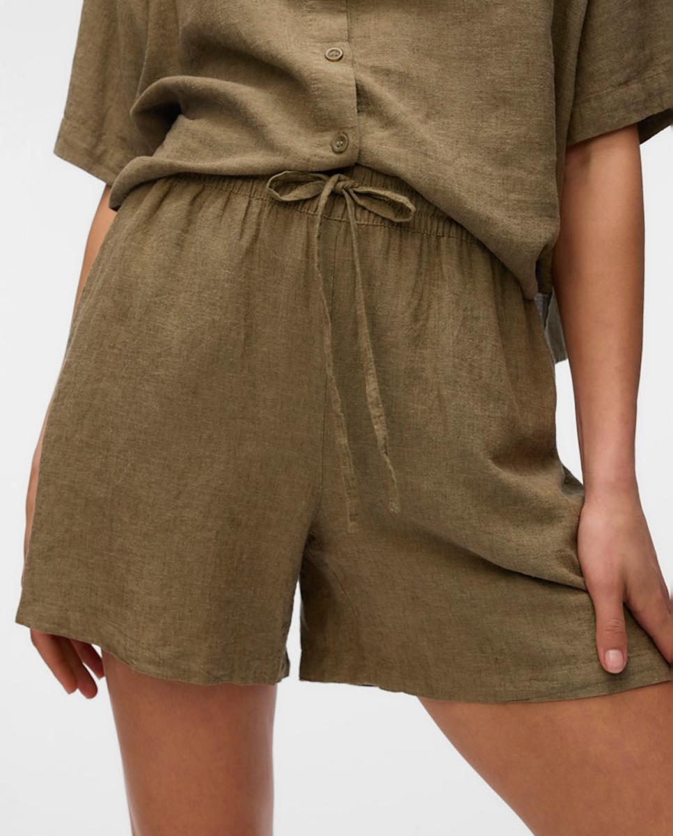 Vero Moda - Short de lino de mujer con cintura elástica.
