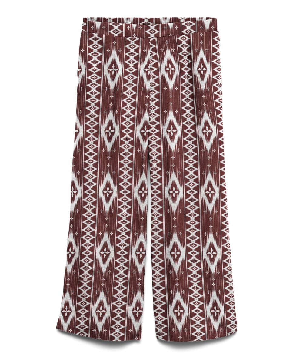 Pantalon culotte de lino de mujer - Vero Moda - Burdeos Burdeos-3
