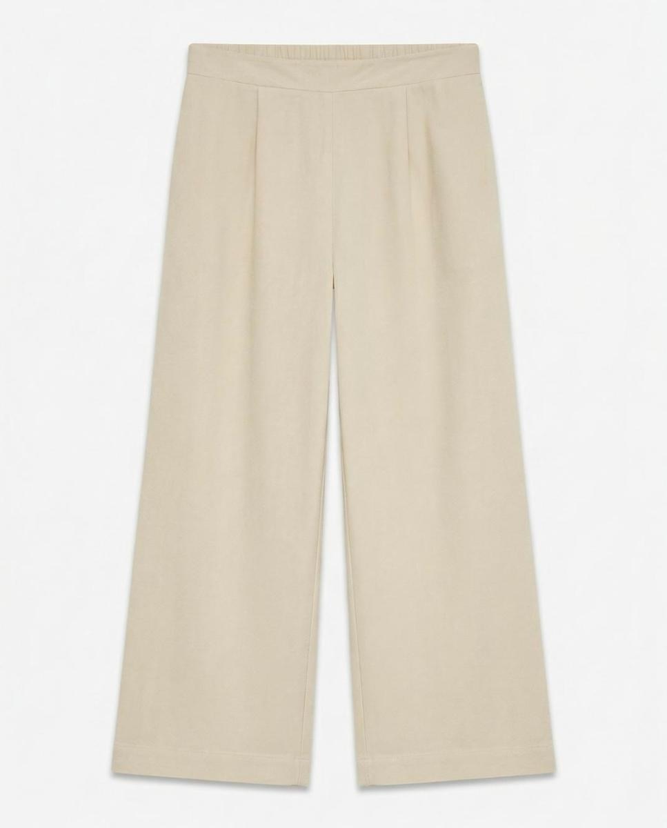 Pantalon culotte de lino de mujer - Vero Moda - Lana Blanco hielo-4
