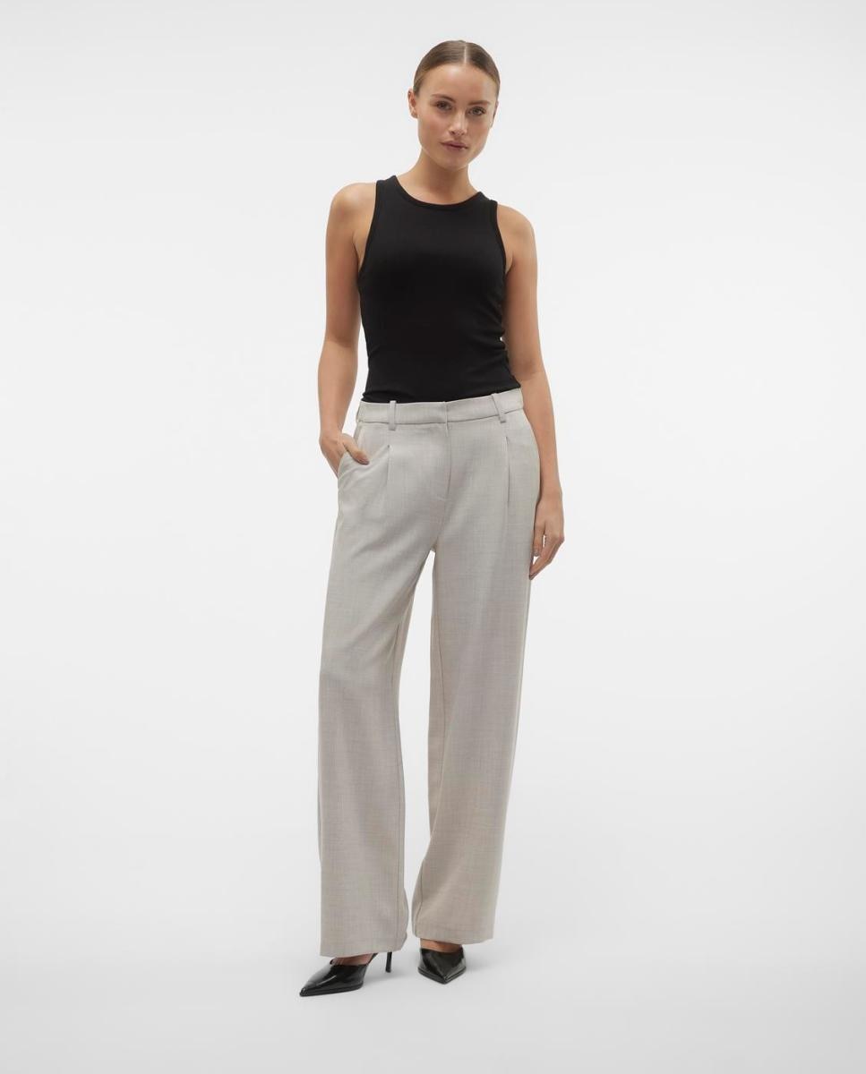 Calças Formais Wide Leg Cinzento-claro-1