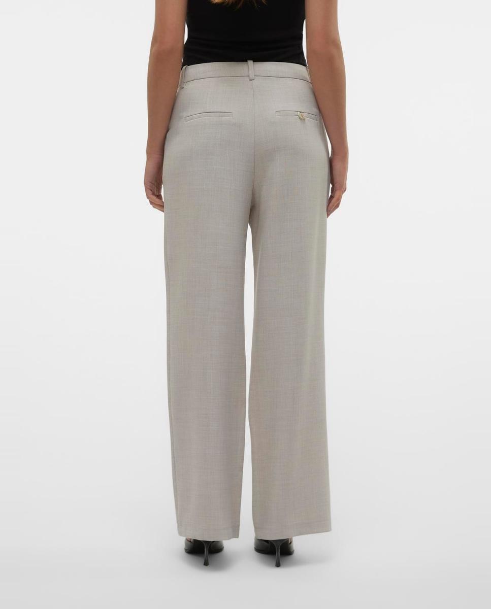 Calças Formais Wide Leg Cinzento-claro-4