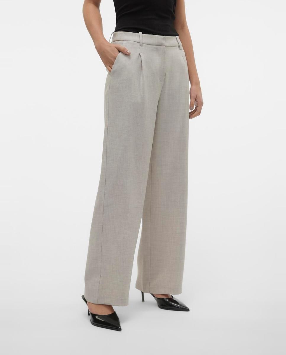 Calças Formais Wide Leg Cinzento-claro-5