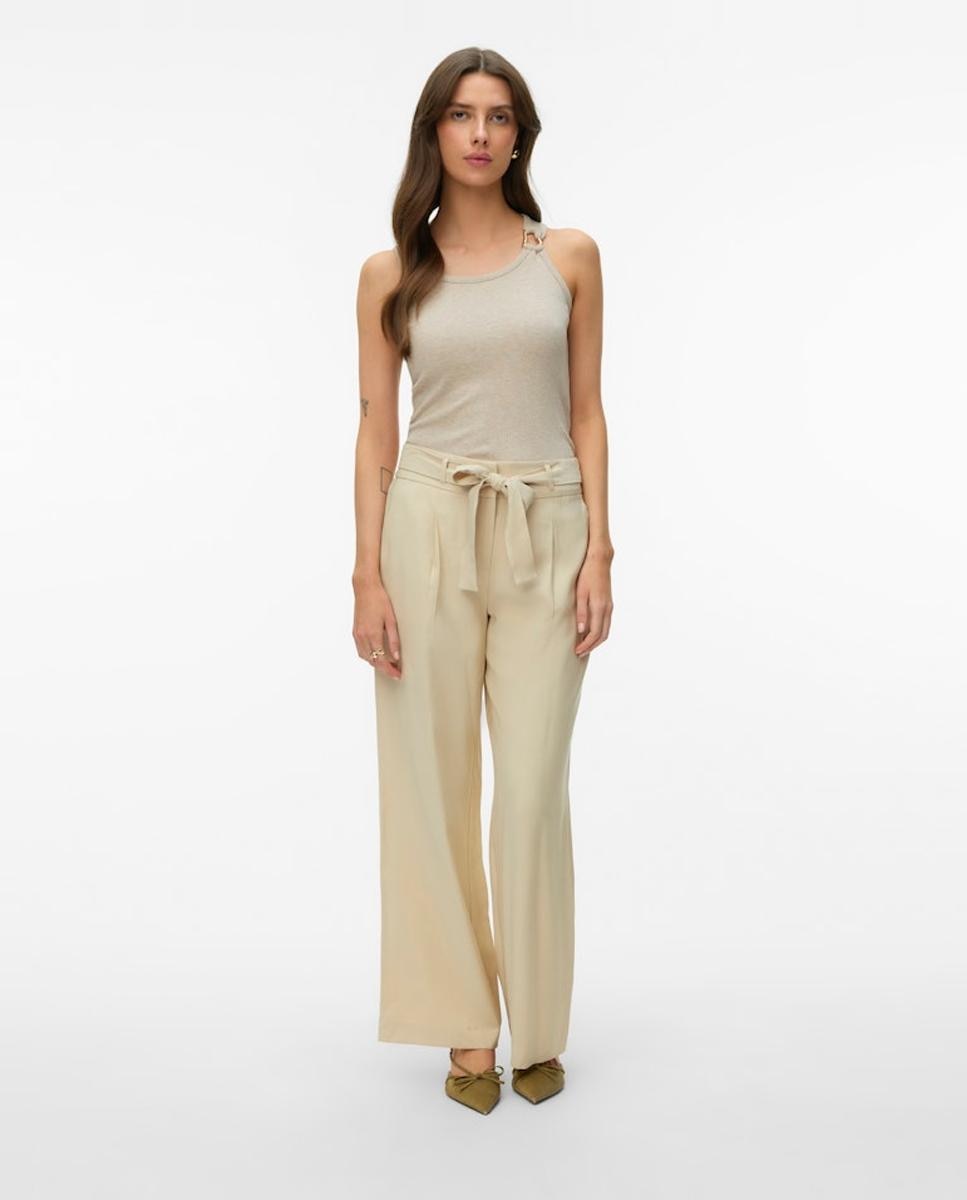 Vero Moda - Pantalón de mujer pata ancha con lazada.