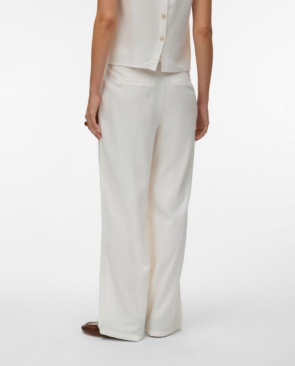 Pantalón de vestir de mujer tejido lino - Vero Moda - Blanco Blanco-3