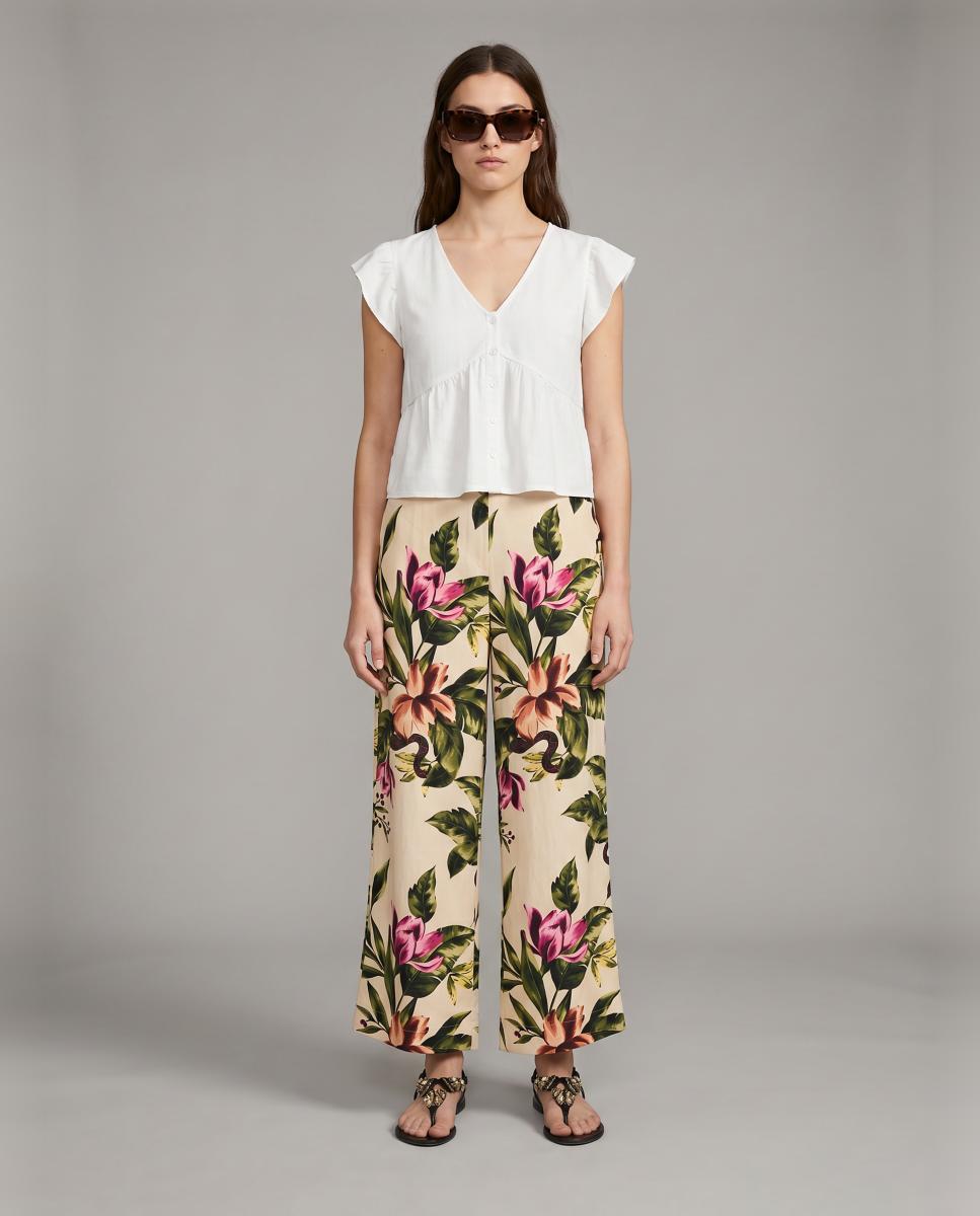 Imagen 0 de Pantalón de mujer de tiro alto con pernera recta Multicolor