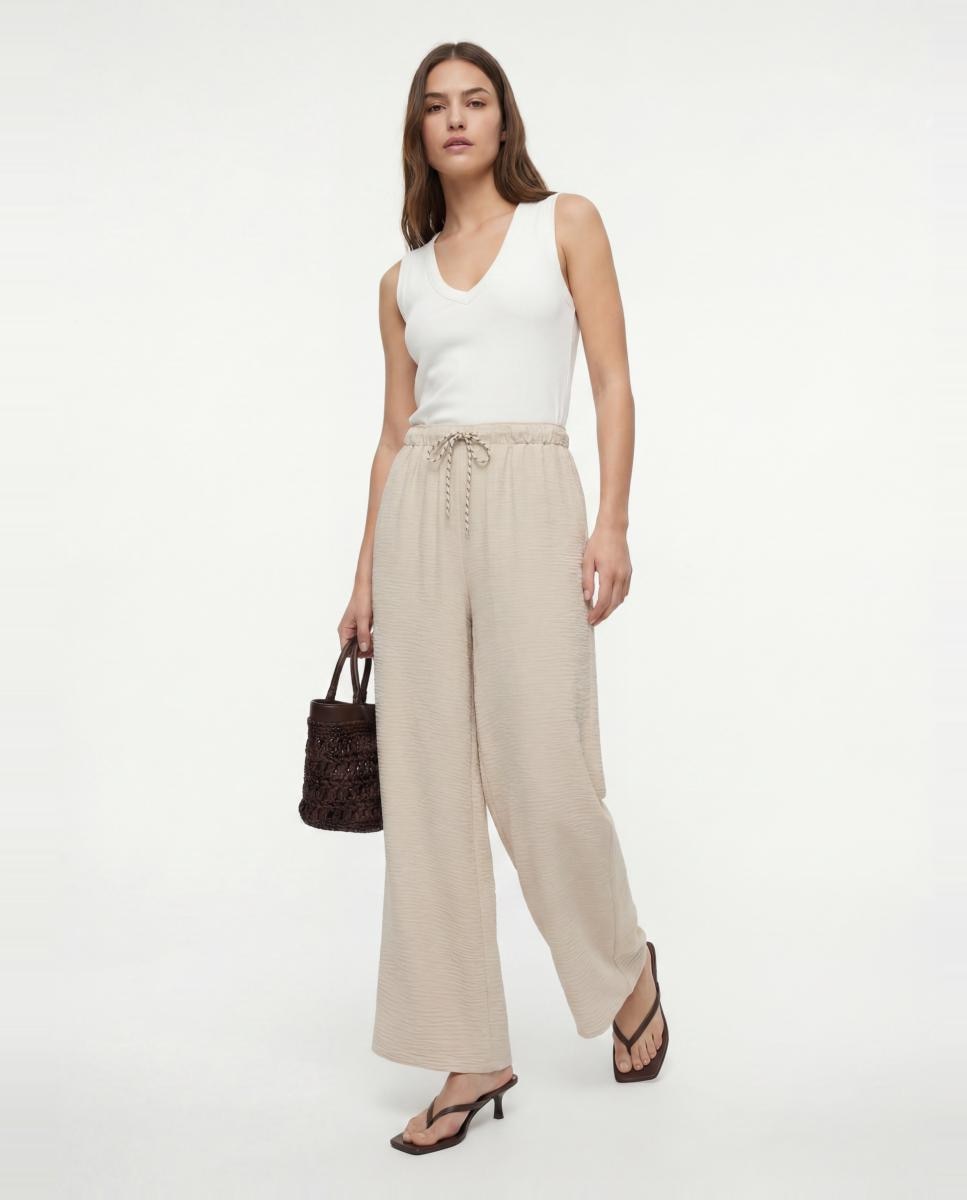 Imagen 0 de Pantalón fluido de mujer con cintura elástica Blanco hielo