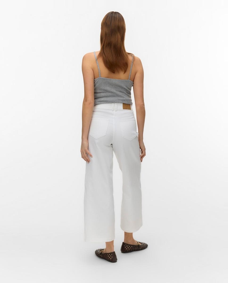 Jeans Cropped com Perna Larga Branco-2